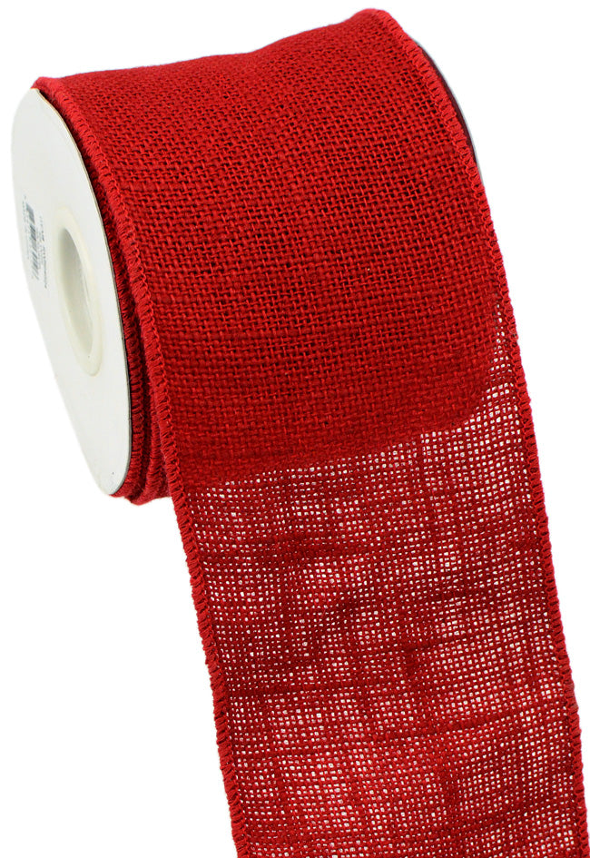 4" Wired Edge Burlap Ribbon: Red (10 Yards) detail photo 4