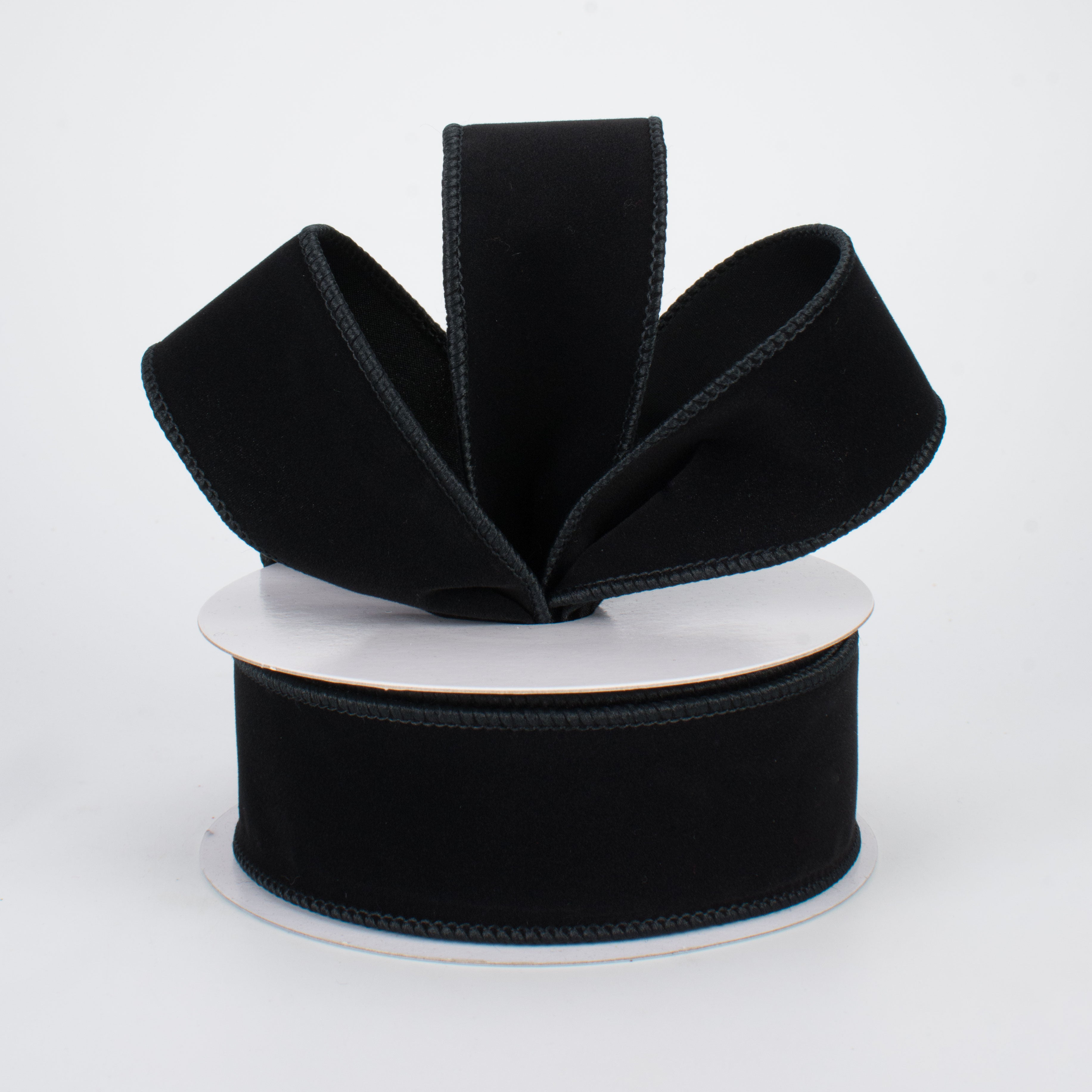 1.5" Wired Velvet Ribbon: Black (10 Yards) Lifestyle Photo