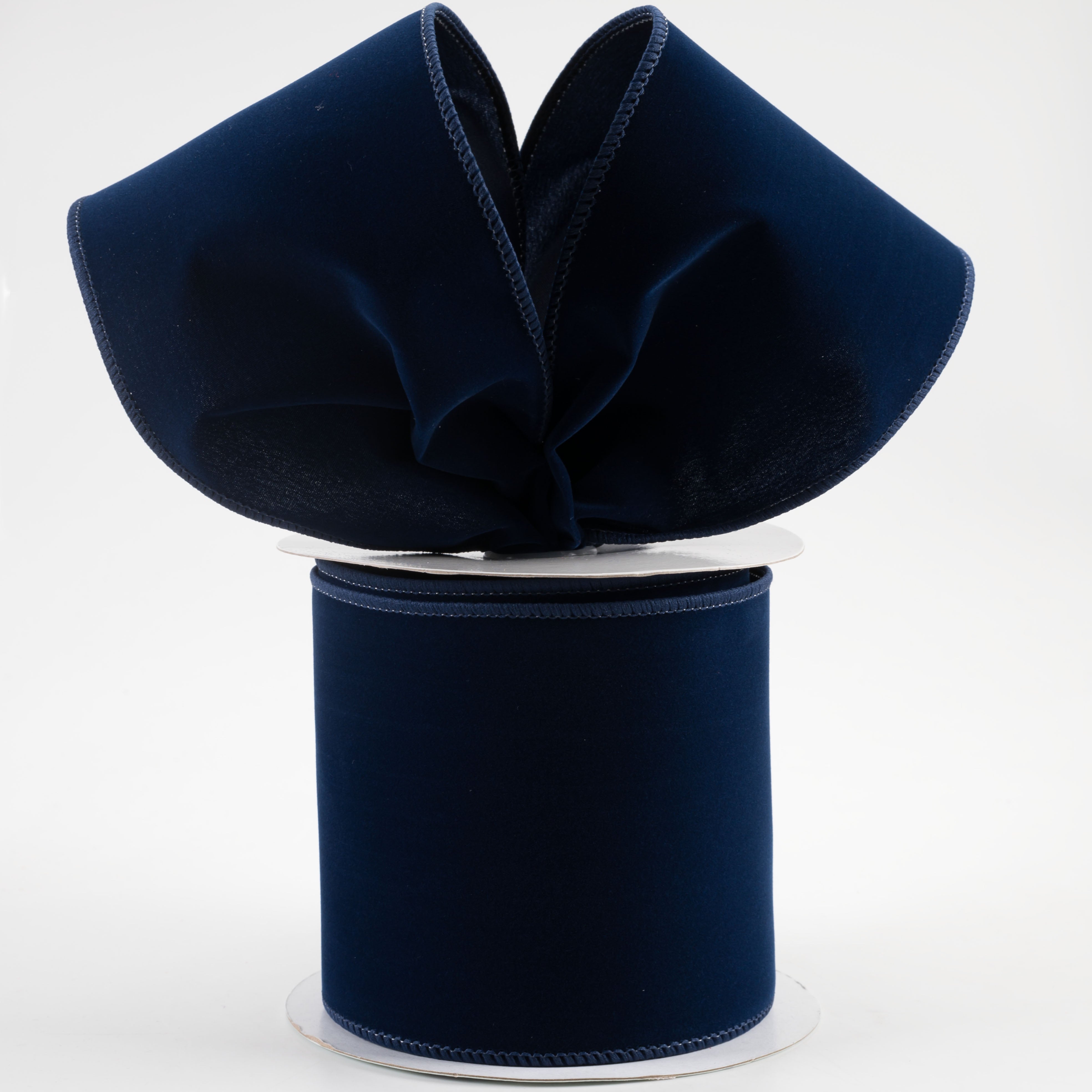 4" Wired Velvet Ribbon: Deep Navy Blue (10 Yards) Lifestyle Photo