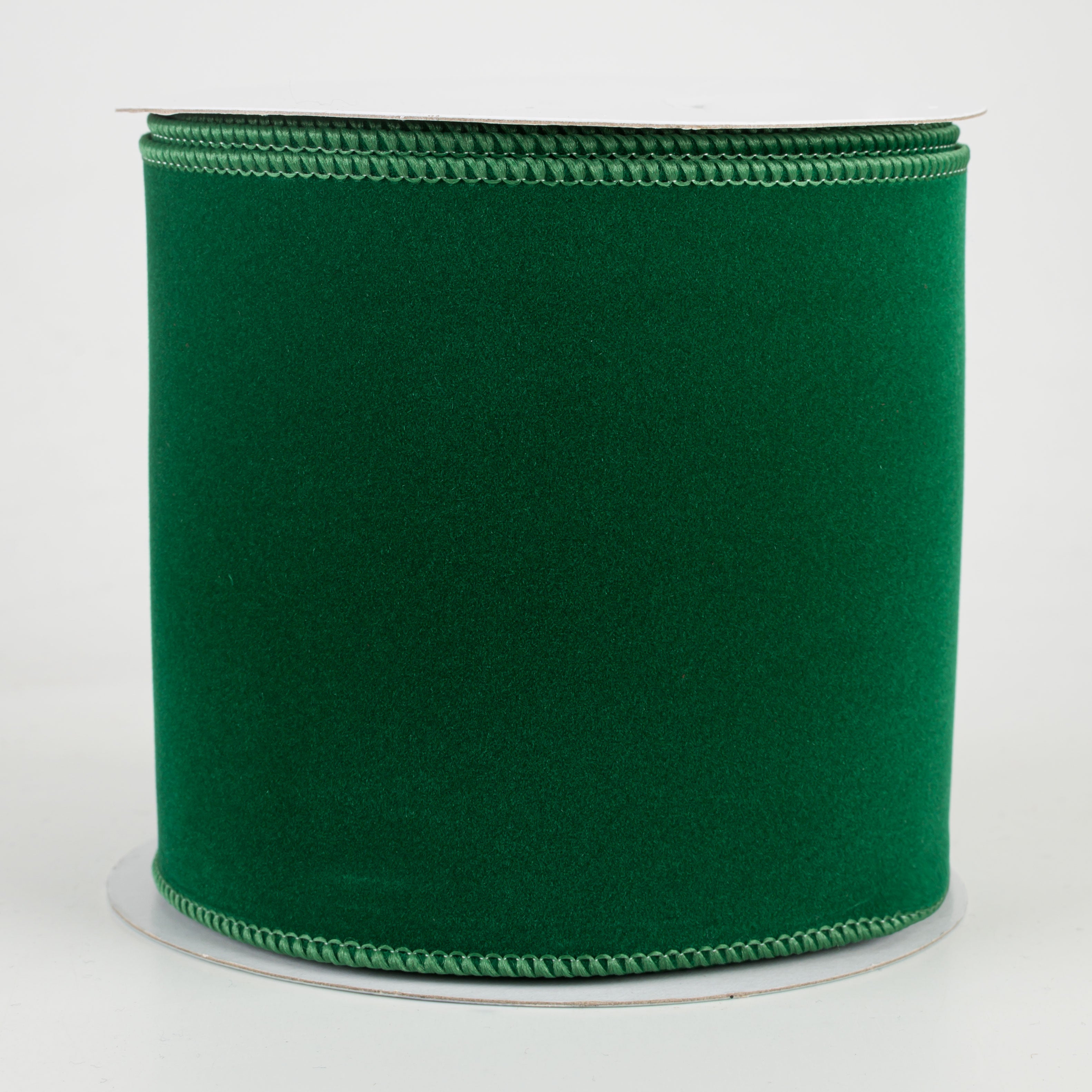 4" Wired Velvet Ribbon: Emerald Green (10 Yards)