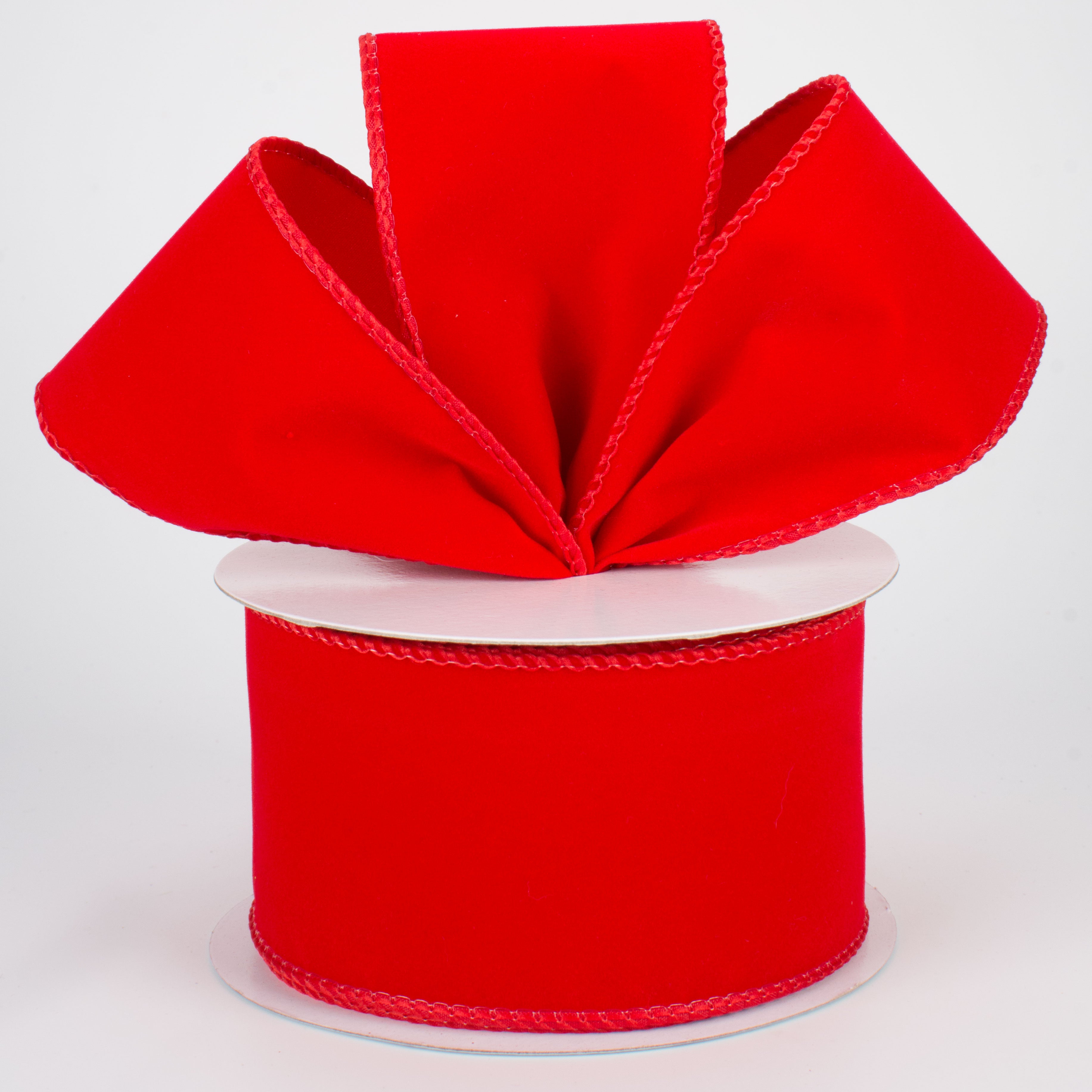 2.5" Wired Velvet Ribbon: Red (10 Yards) Lifestyle Photo