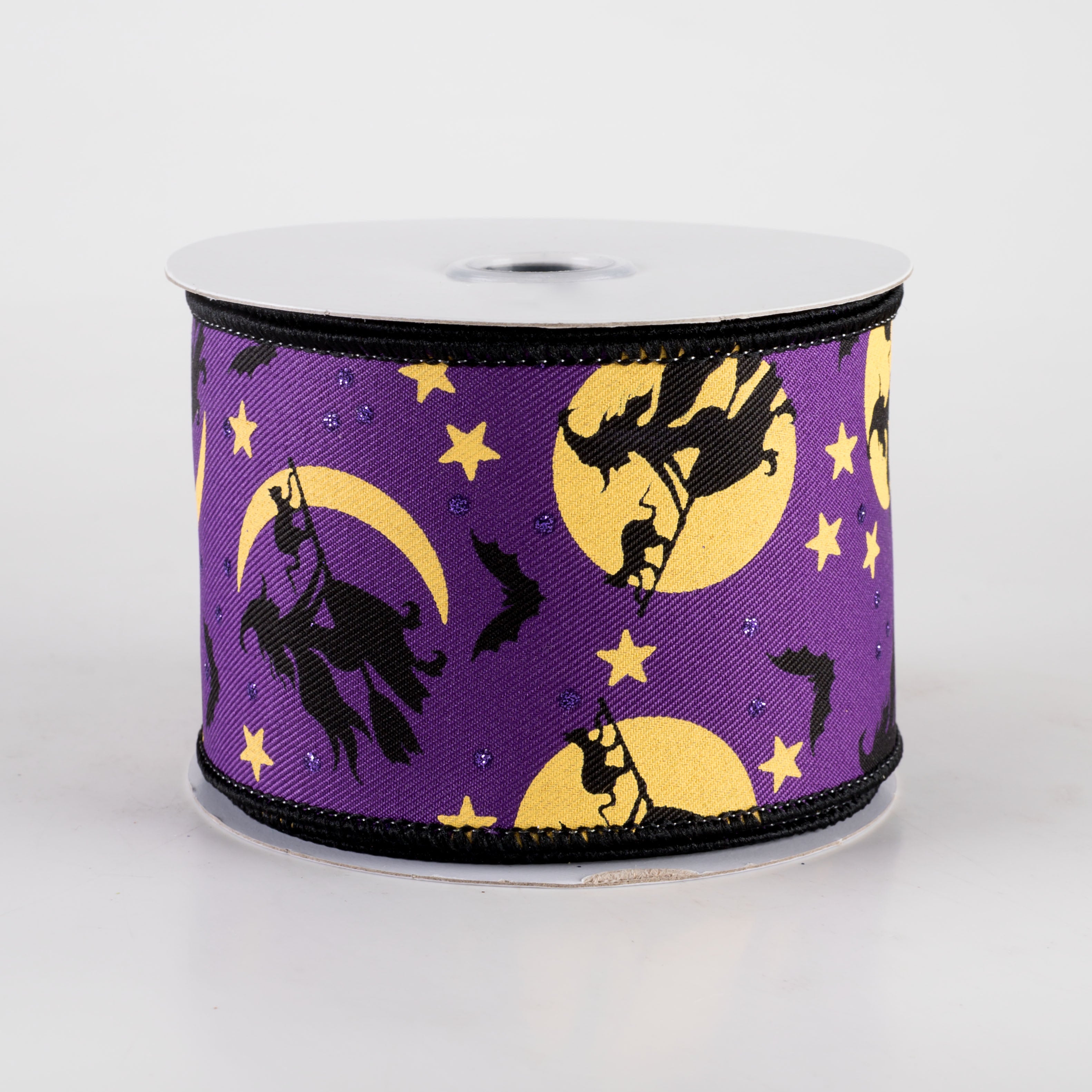 2.5" Witch Flying by Moon Ribbon: Purple (10 Yards)