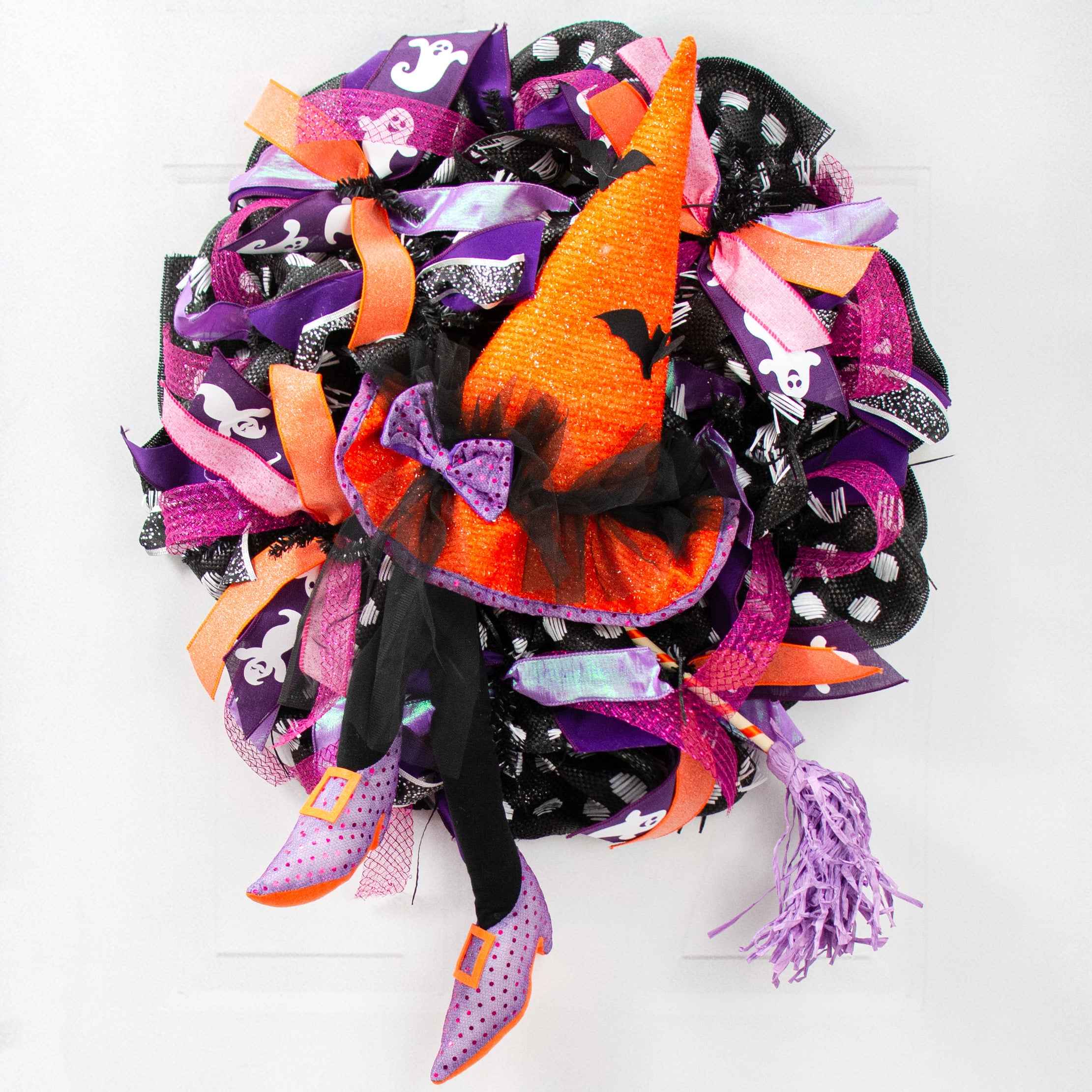 Witch Hat, Legs & Broom Wreath Accent Kit: Black, Orange & Purple Lifestyle Photo