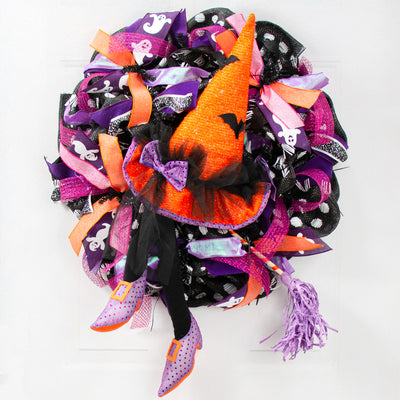 Witch Hat, Legs & Broom Wreath Accent Kit: Black, Orange & Purple Lifestyle Photo