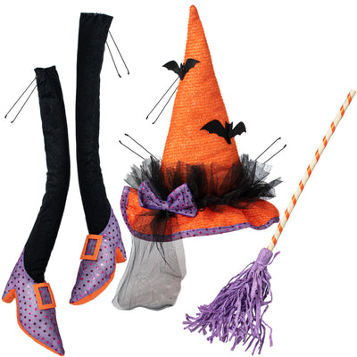 Witch Hat, Legs & Broom Wreath Accent Kit: Black, Orange & Purple Item Number: HH7469