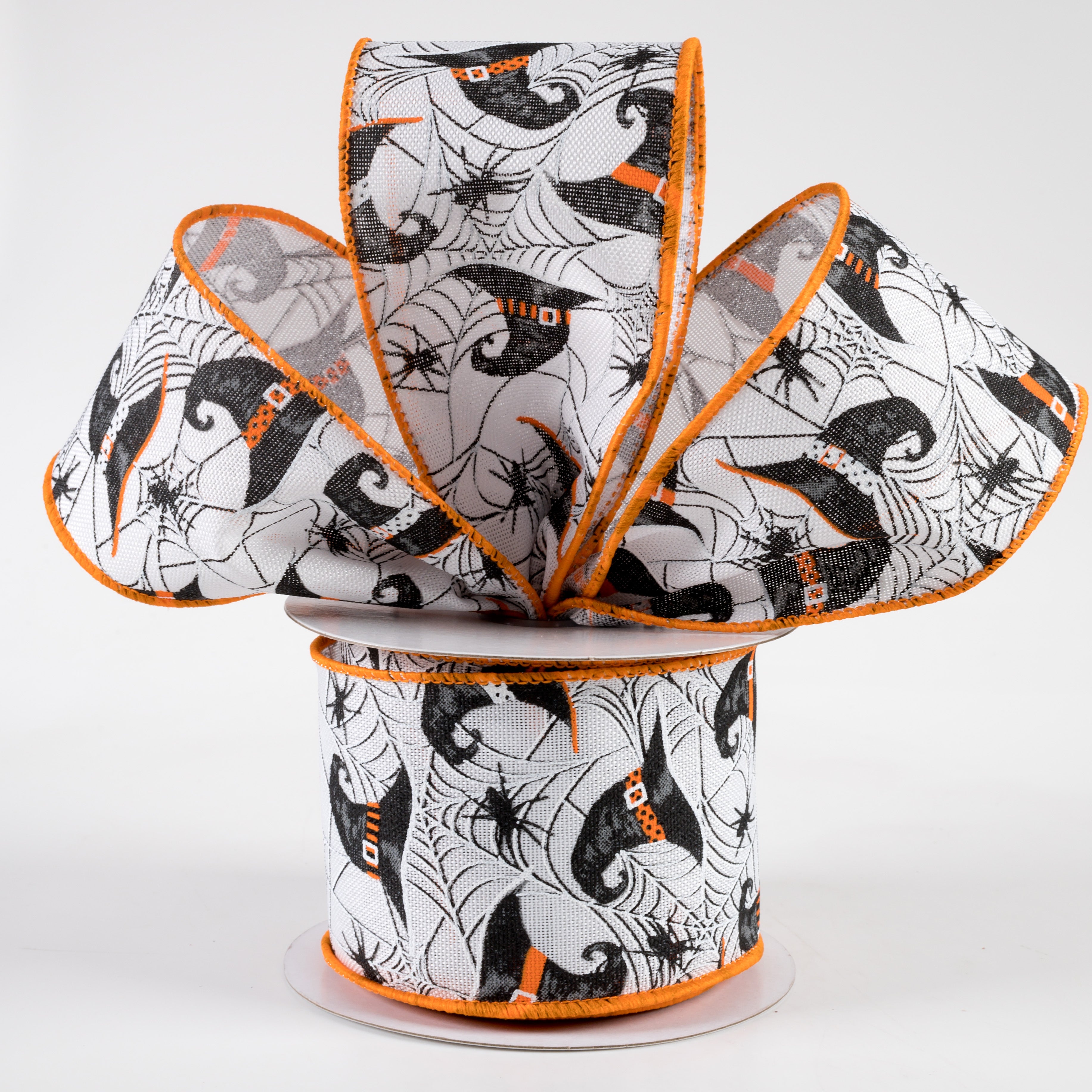2.5" Witch Hats and Spiders Ribbon: White (10 Yards) Lifestyle Photo