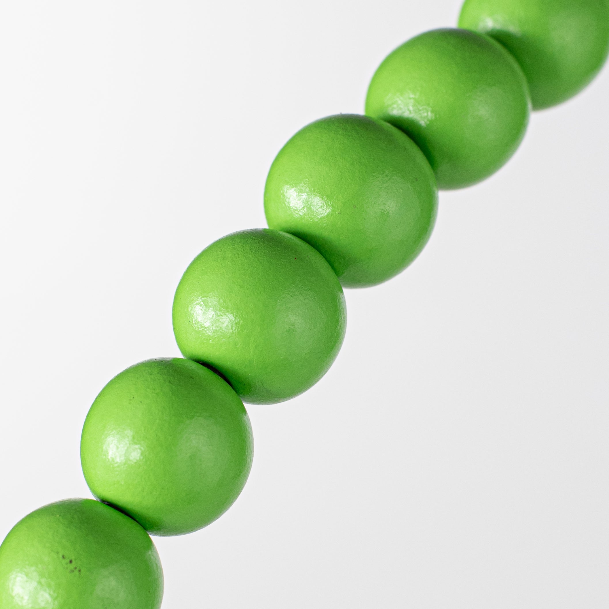 17.75" Wood Bead Wreath: Lime Green detail photo 3