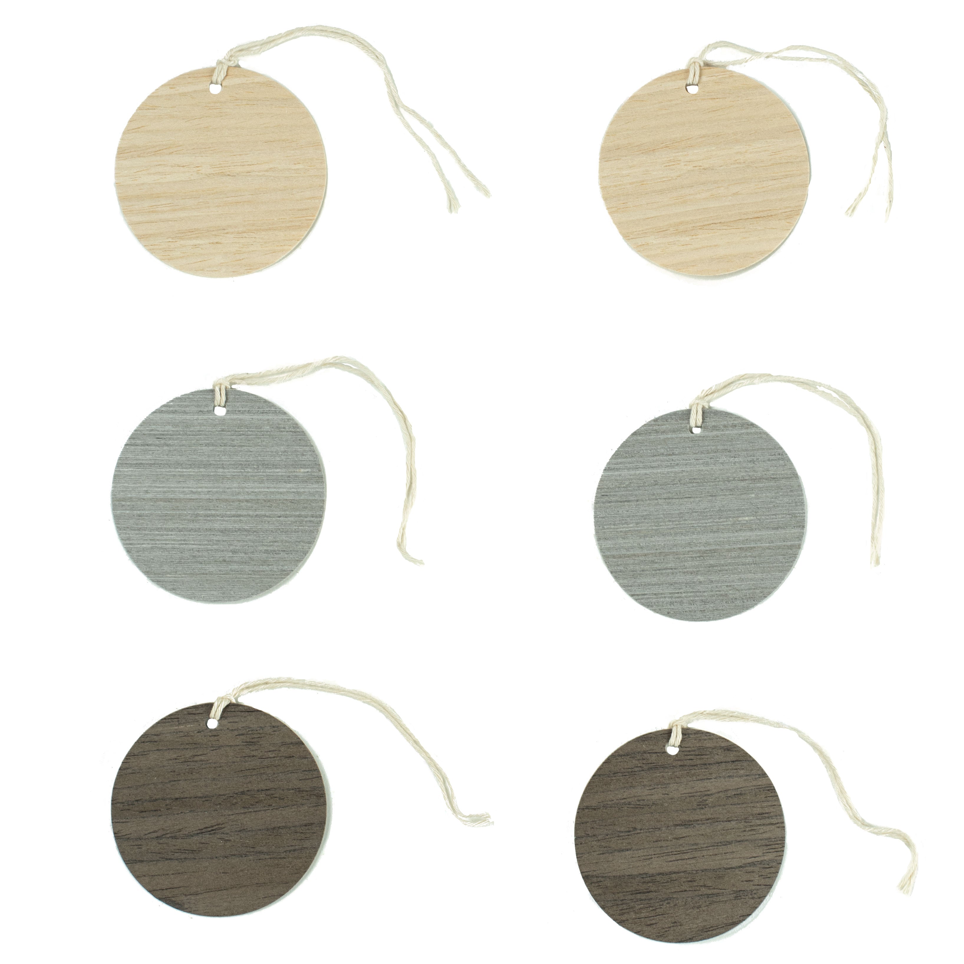 2.5" Wood Veneer Tags: Round (6) Item Number: S-JT3175