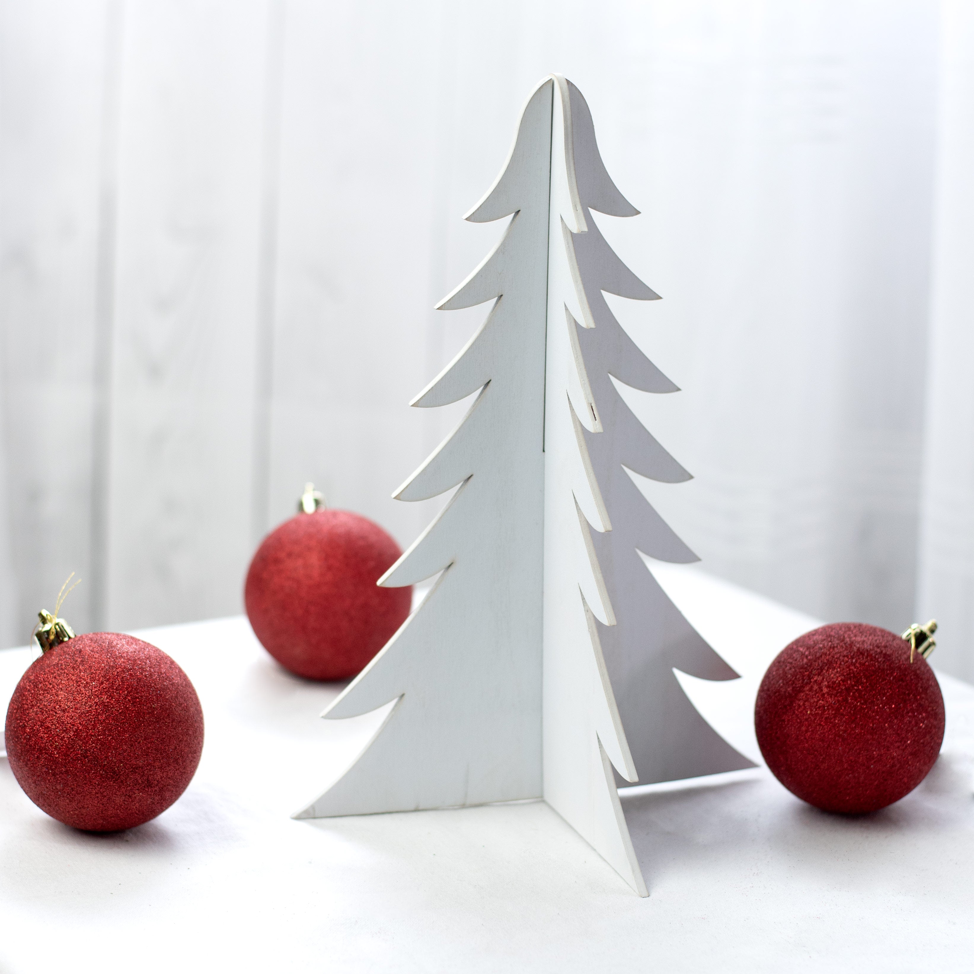 12" Wooden 2-Piece Pine Tree: White Wash Lifestyle Photo