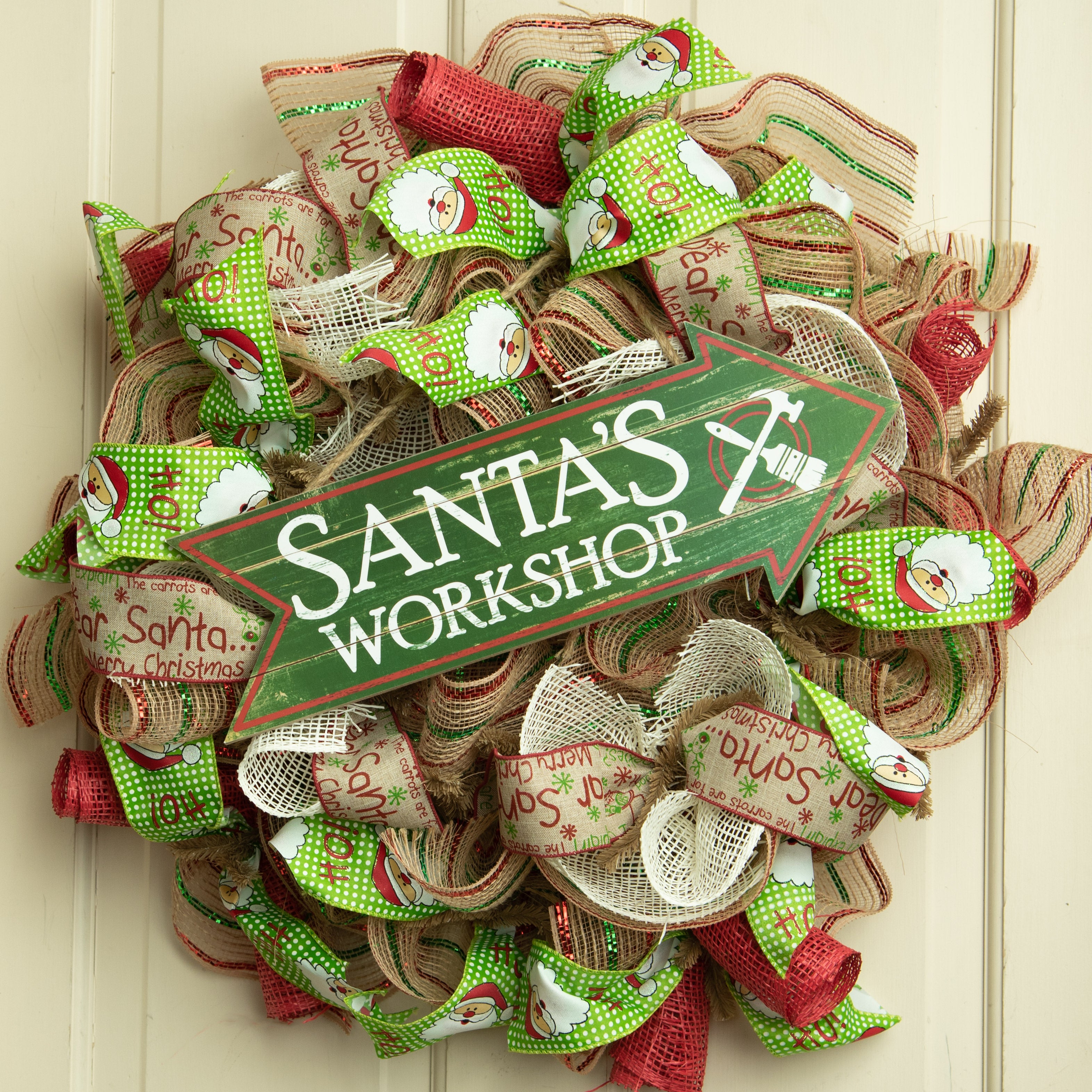 16" Wooden Arrow Sign: Santa's Workshop Lifestyle Photo