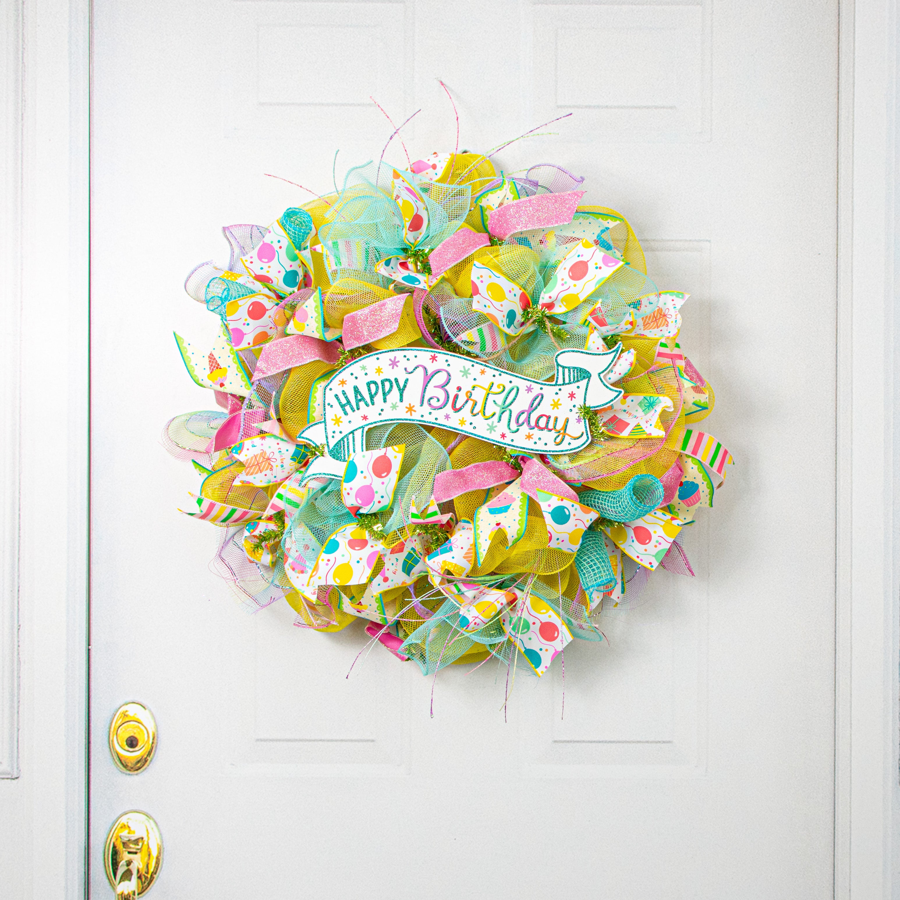 15" Wooden Banner Sign: Pastel Glitter Birthday Lifestyle Photo