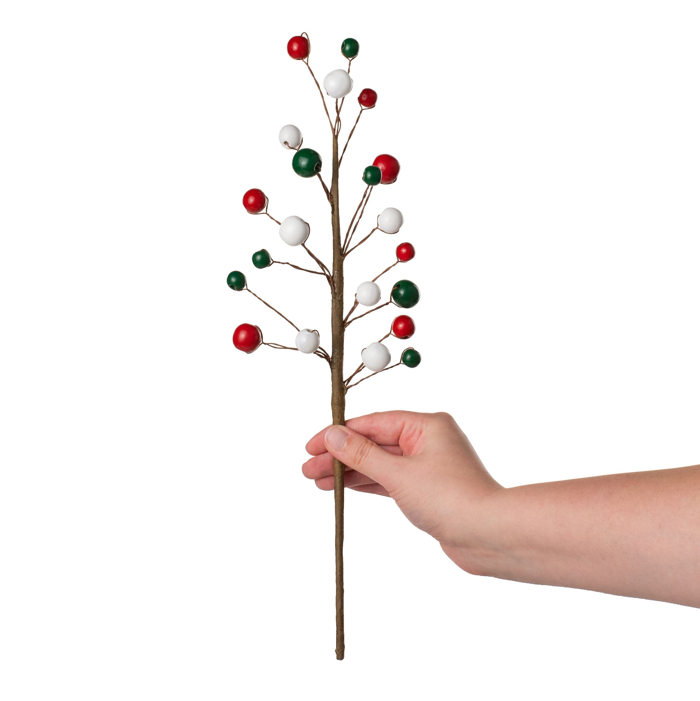16" Wooden Bead Pick: Red, White, Green detail photo 3
