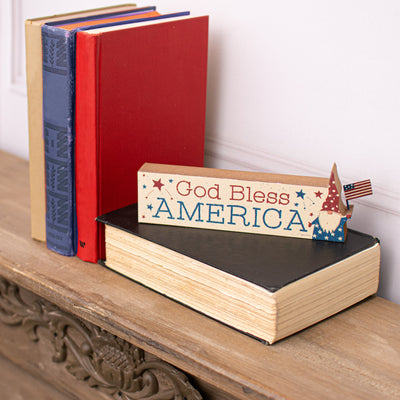 8" Wooden Block Sign: God Bless America Lifestyle Photo