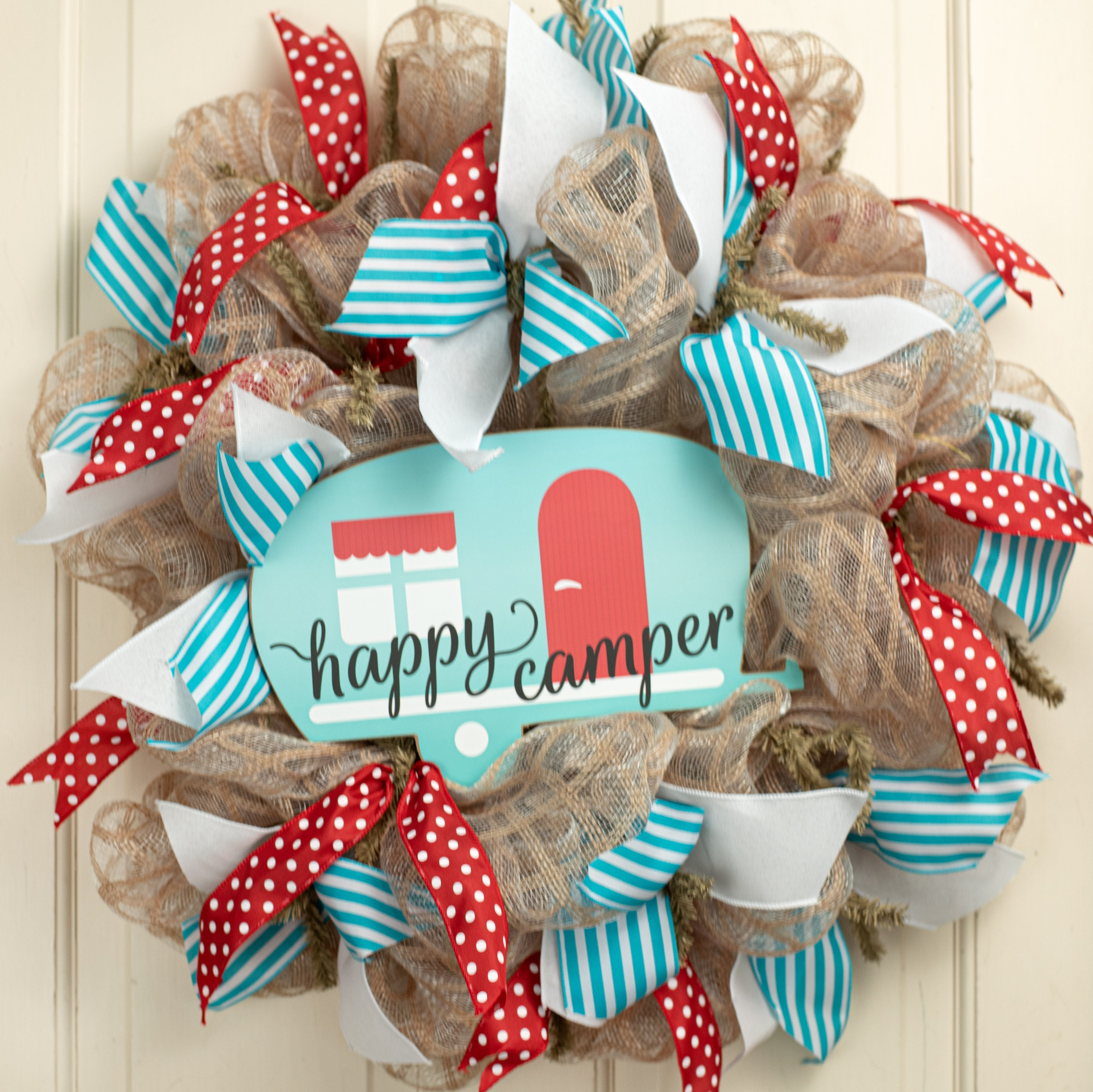 12" Wooden Camper Sign: Happy Lifestyle Photo