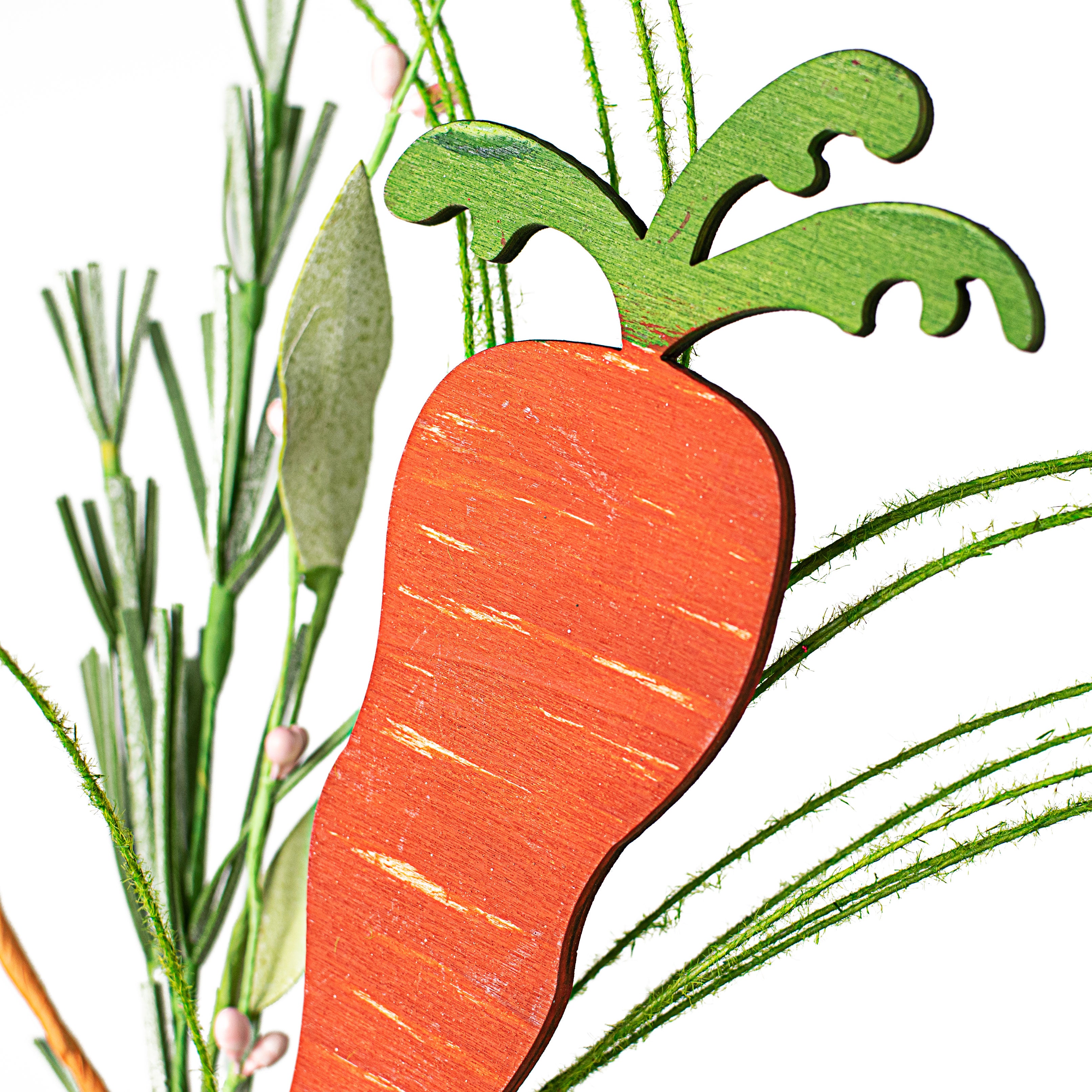 24" Wooden Carrots & Grass Spray Lifestyle Photo