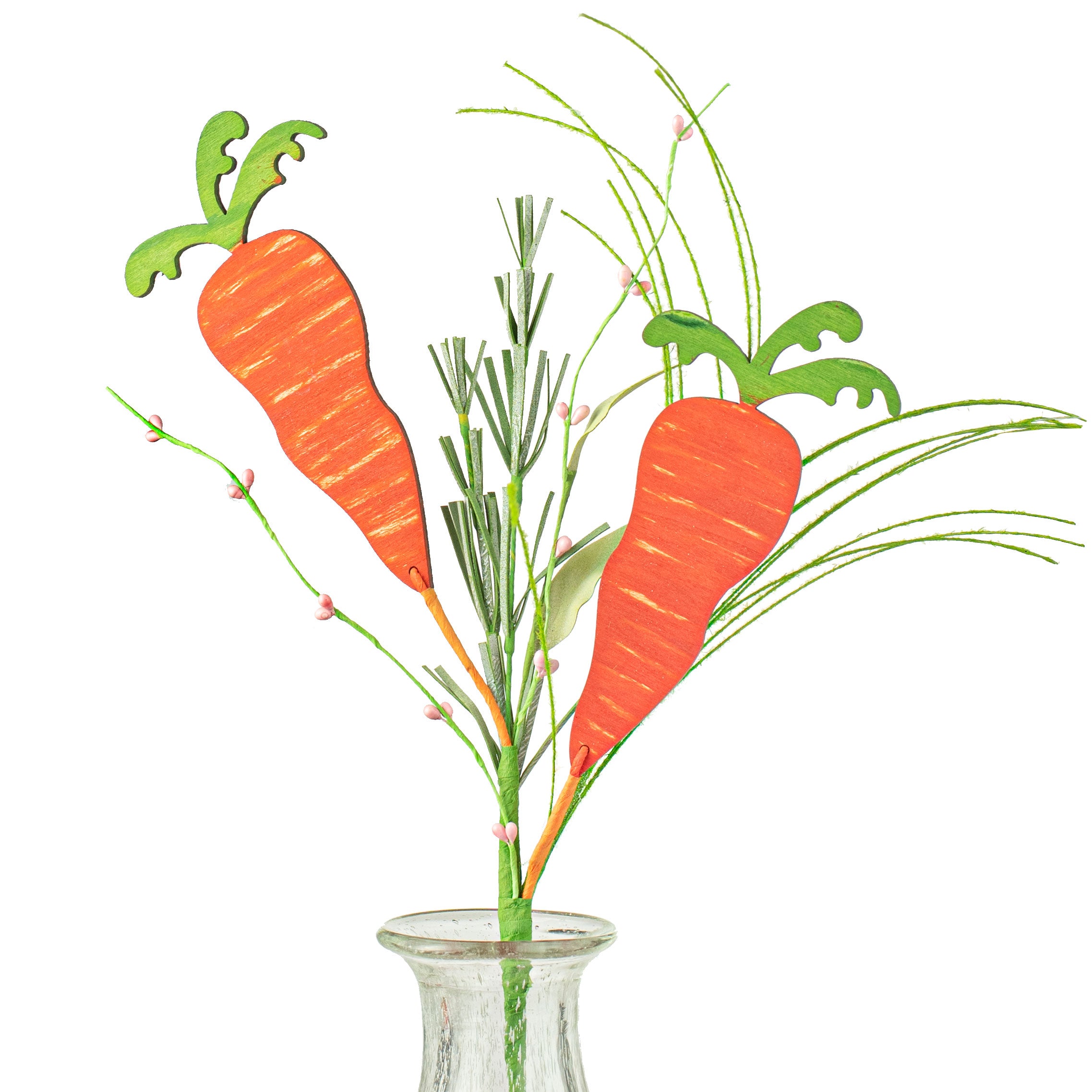 24" Wooden Carrots & Grass Spray Item Number: 62617OR