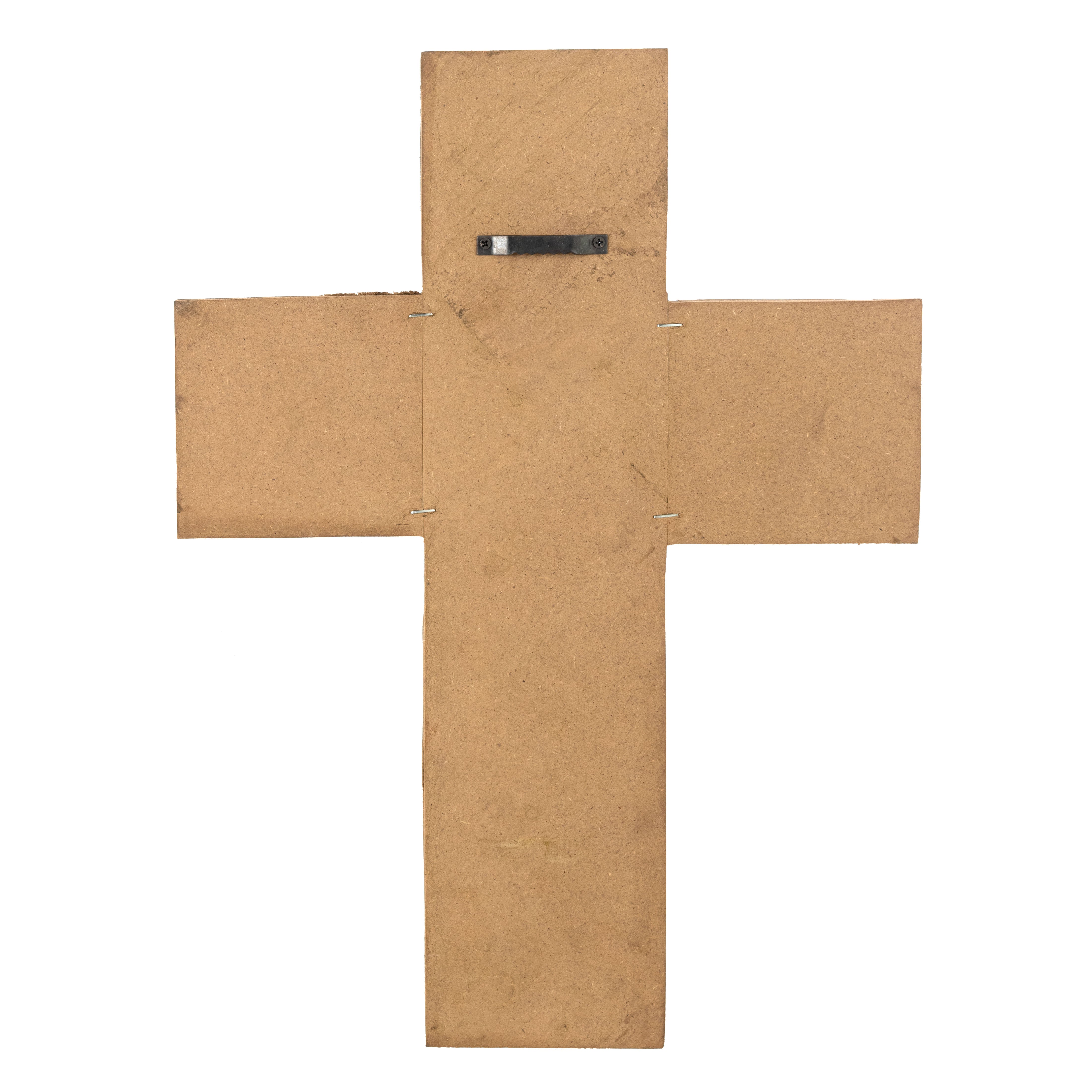 16" Wooden Cross Hanger: Dark Natural detail photo 5
