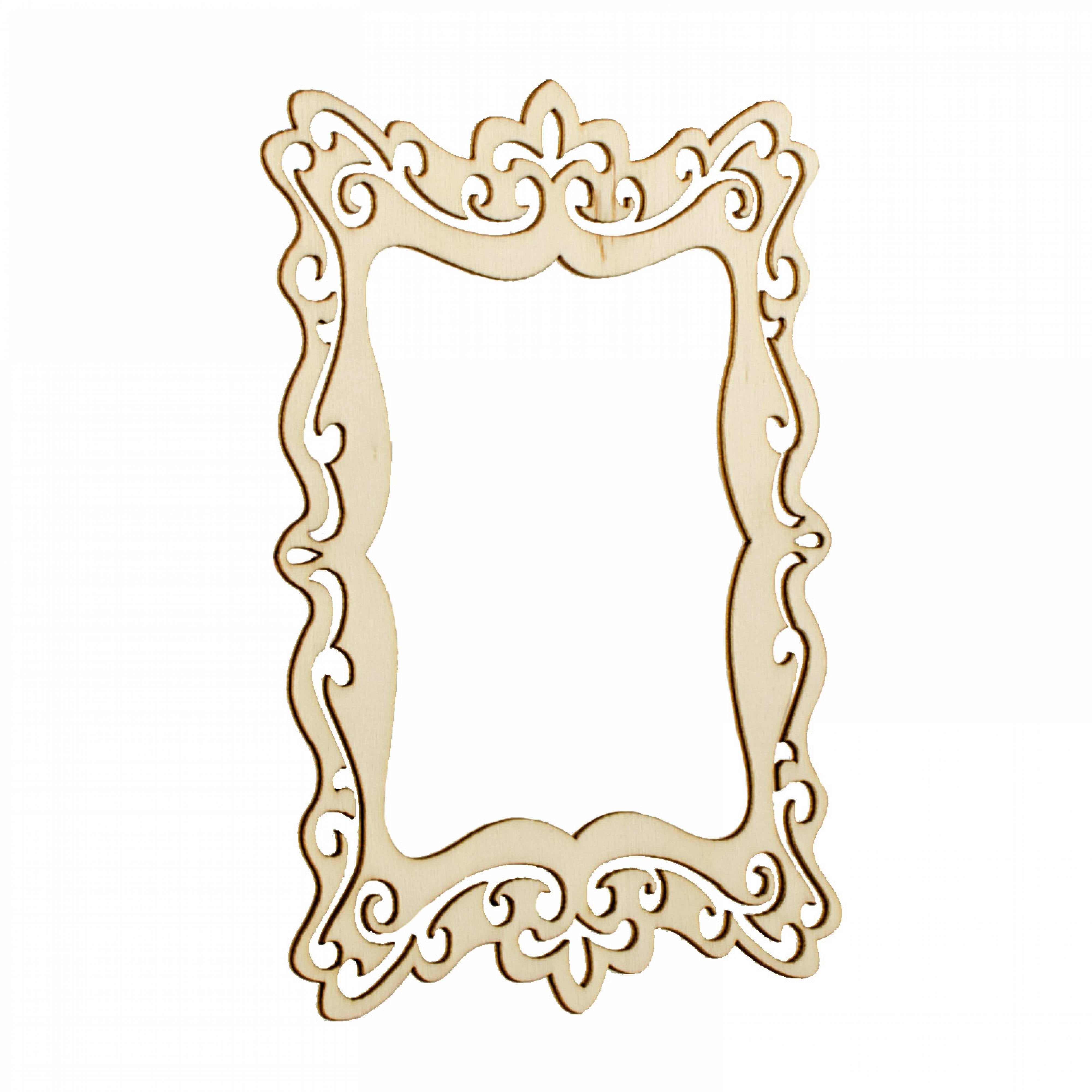 5.75" Wooden Cut Filagree Rectangle Frame: Natural detail photo 3