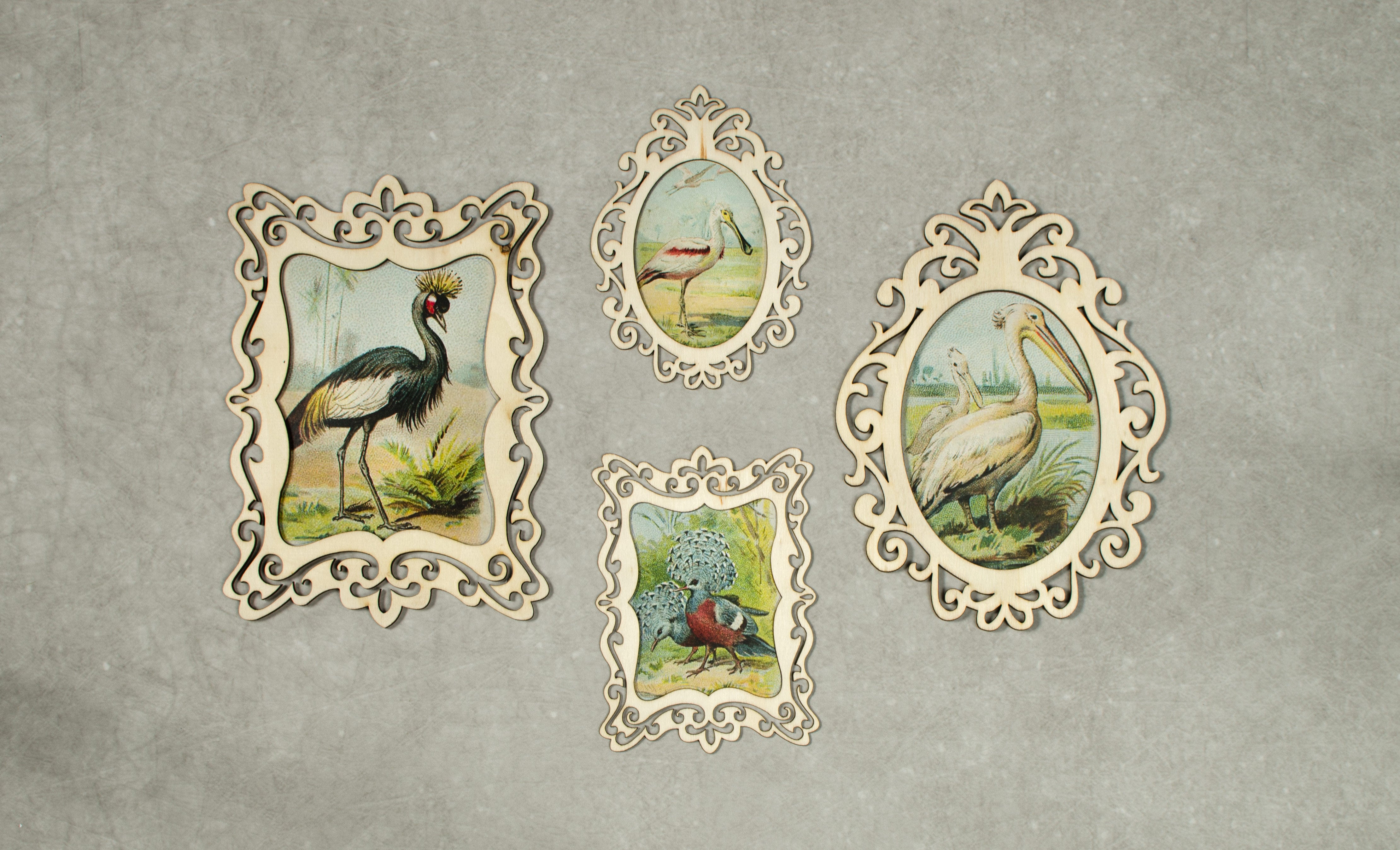 5.75" Wooden Cut Filagree Rectangle Frame: Natural detail photo 4