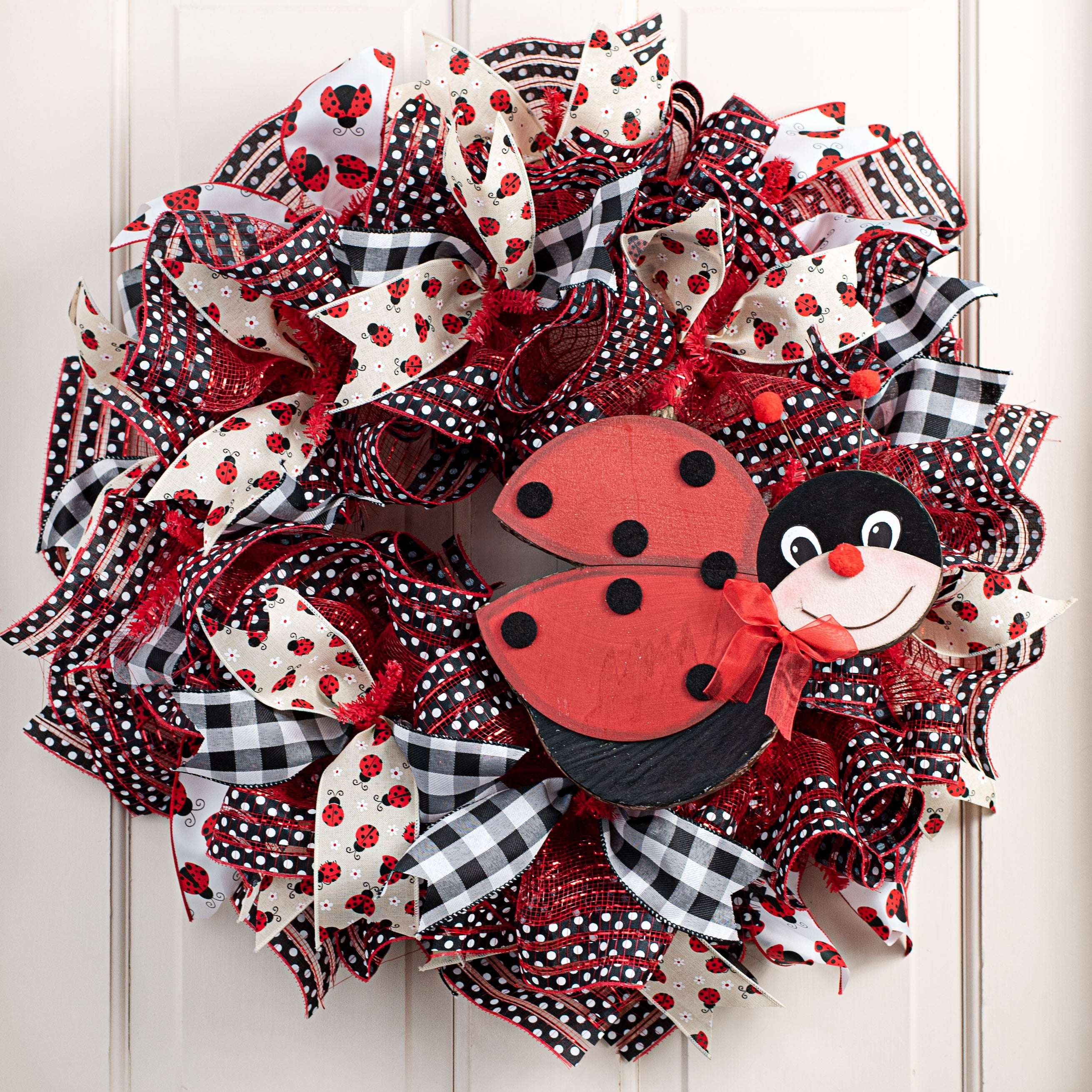 11" Wooden Ladybug Ornament Lifestyle Photo