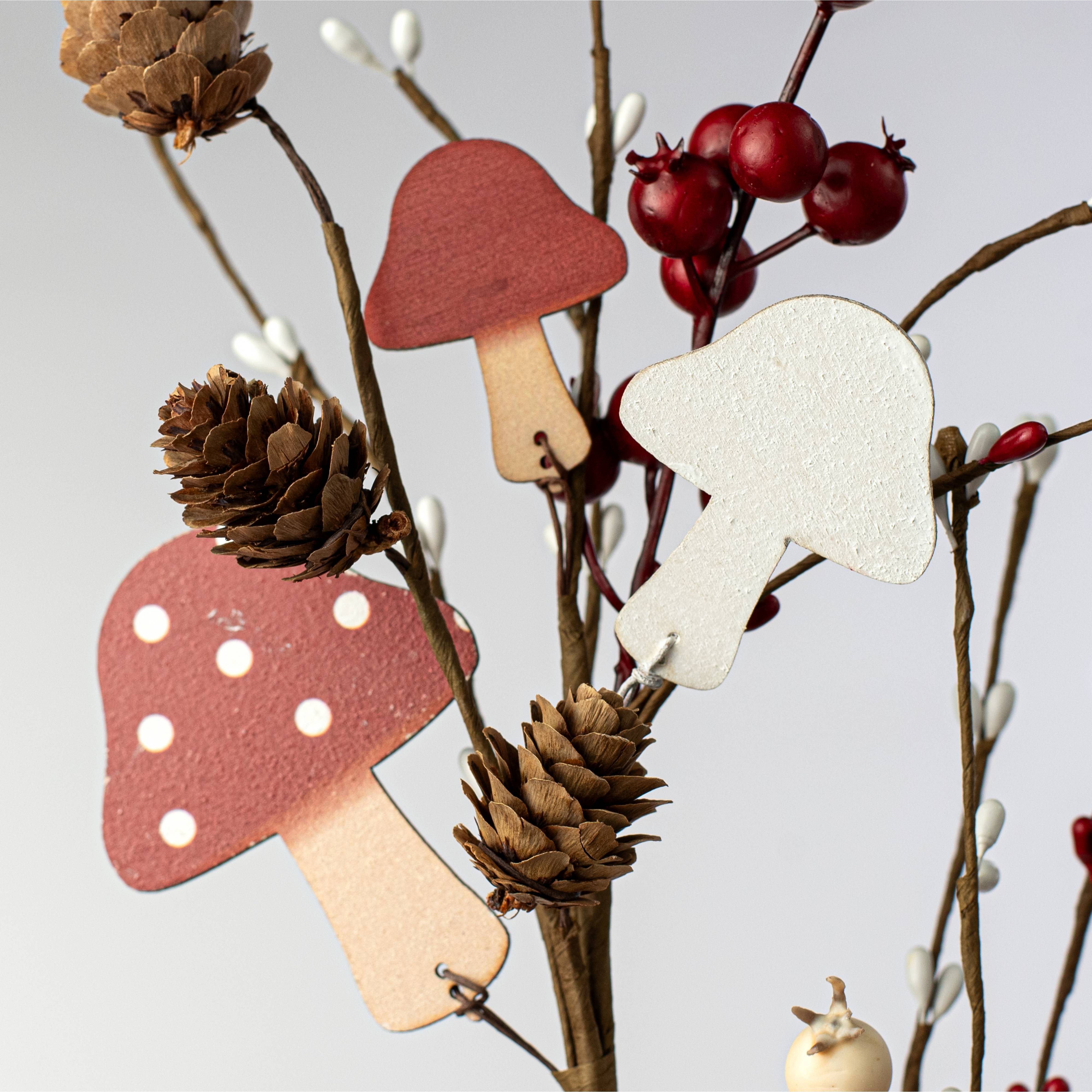 31" Wooden Mushroom & Berry Spray Lifestyle Photo