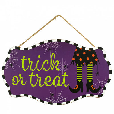 12" Wooden Scalloped Sign: Trick or Treat Witch Legs Item Number: AP735670