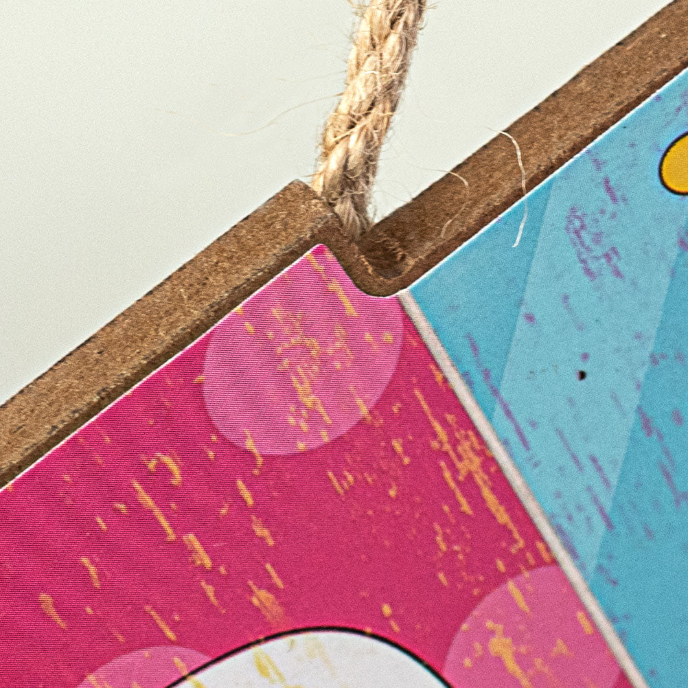 14" Wooden Sigh: Peace Bright Blocks detail photo 3