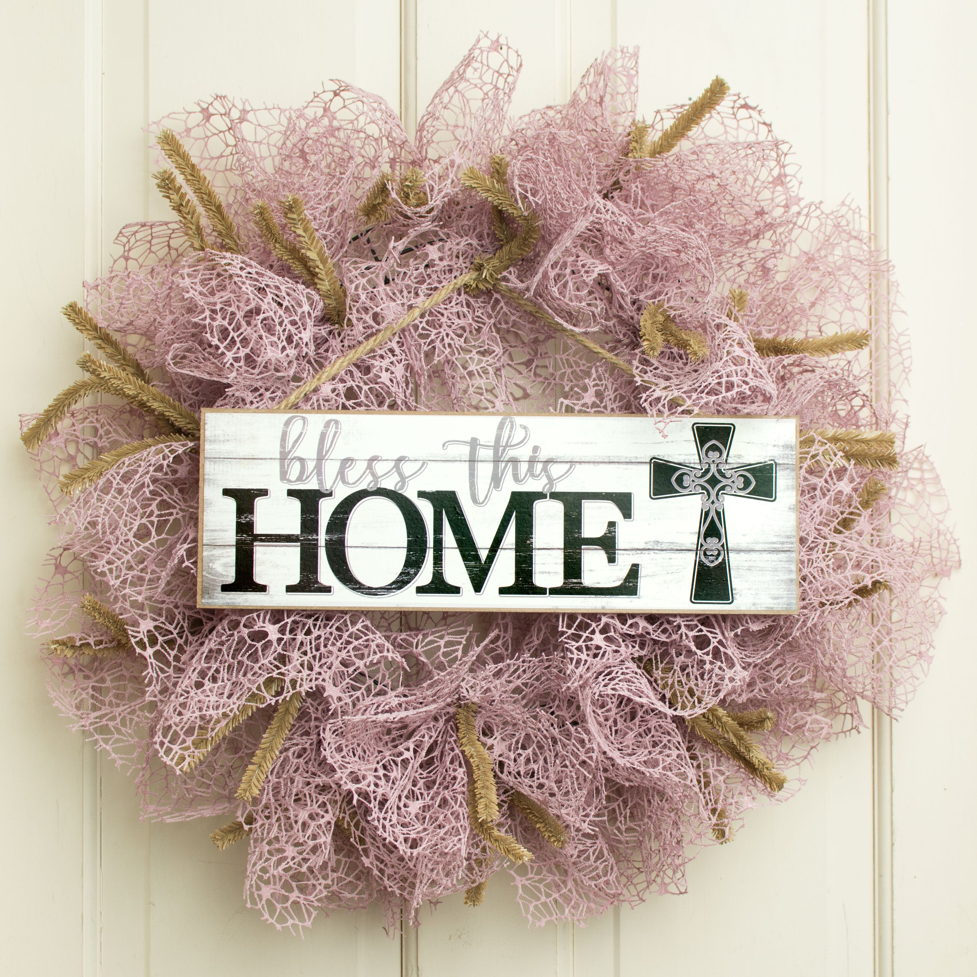 15" Wooden Sign: Bless This Home Lifestyle Photo