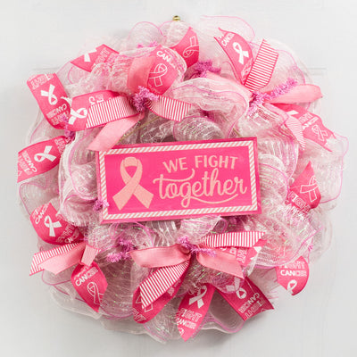 12" Wooden Sign: Breast Cancer Awareness We Fight Together Lifestyle Photo
