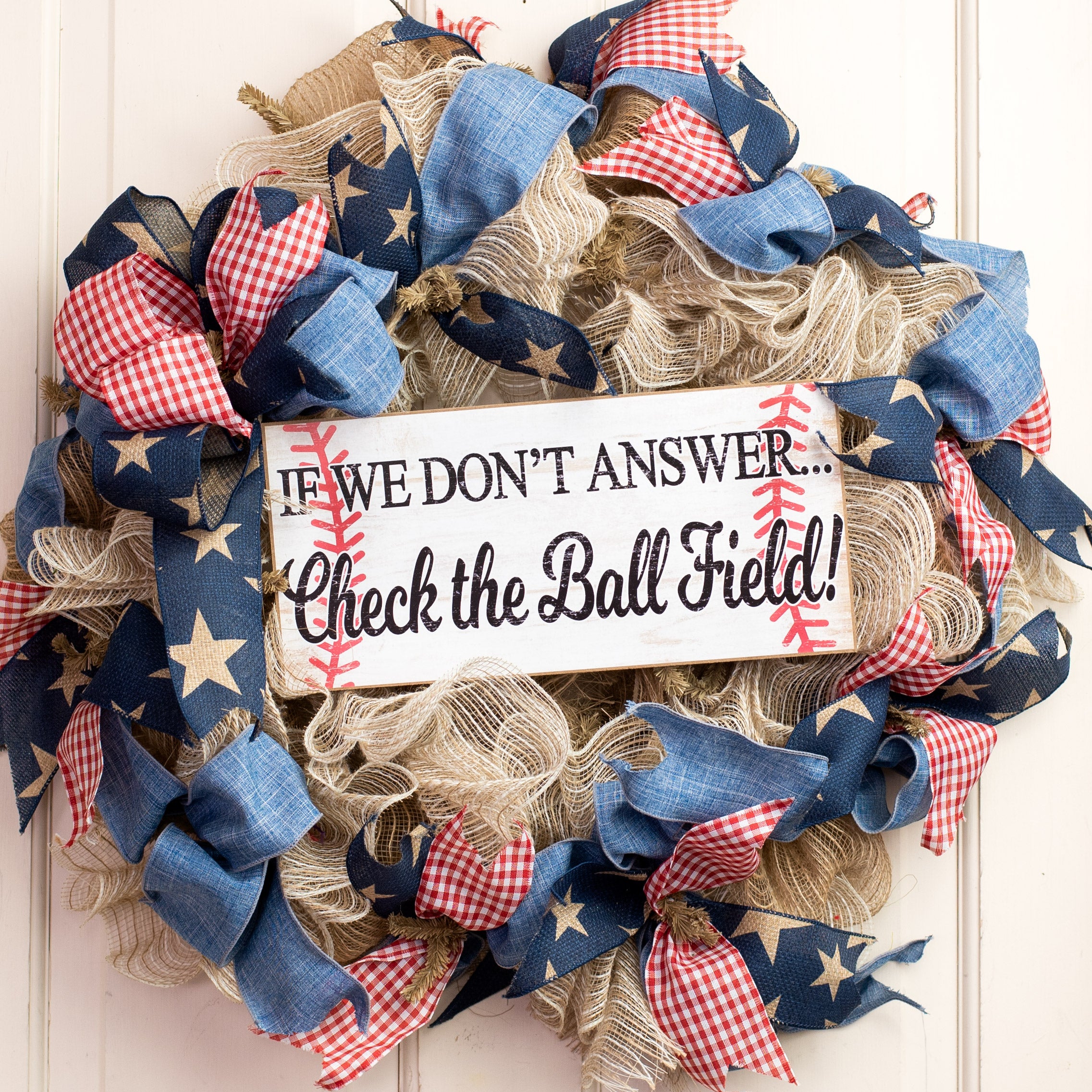 12" Wooden Sign: Check the Ball Field Lifestyle Photo