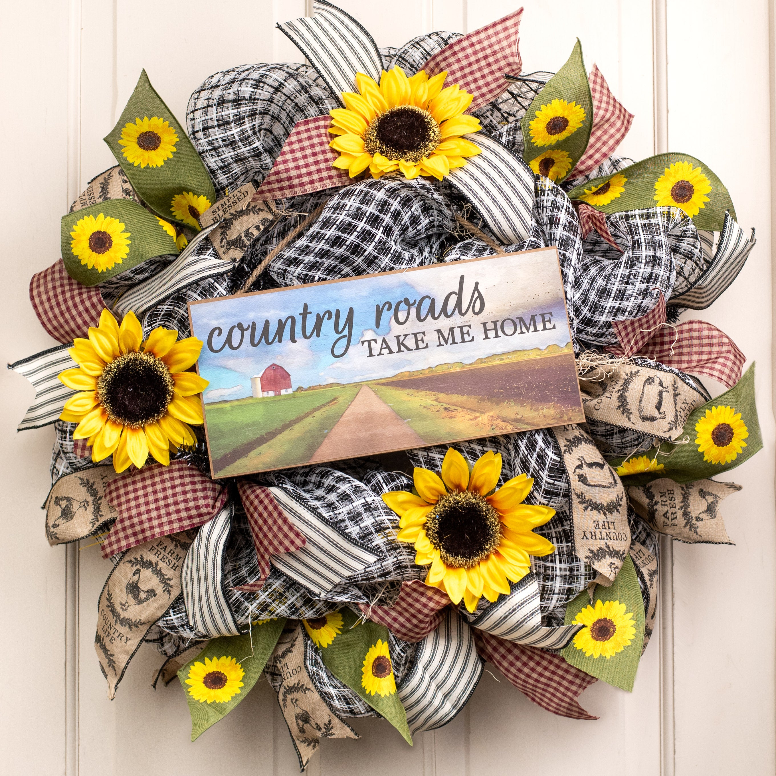 12" Wooden Sign: Country Roads Lifestyle Photo