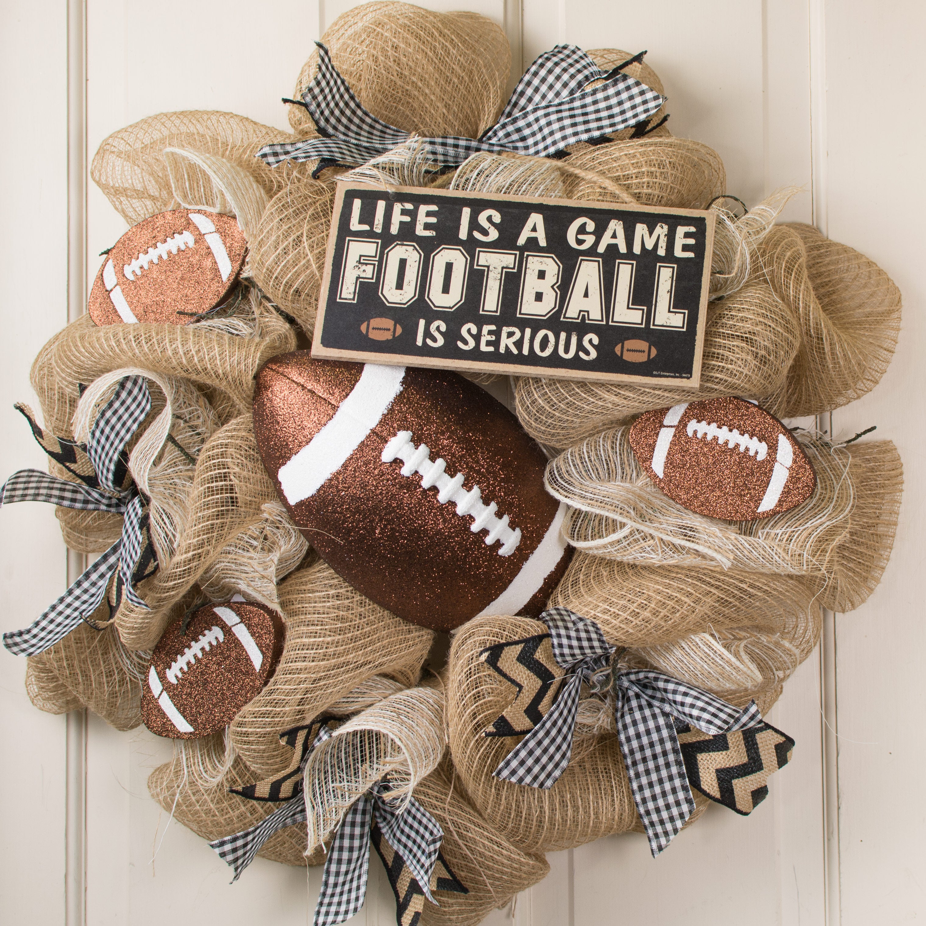 10" Wooden Sign: Football Is Serious Lifestyle Photo