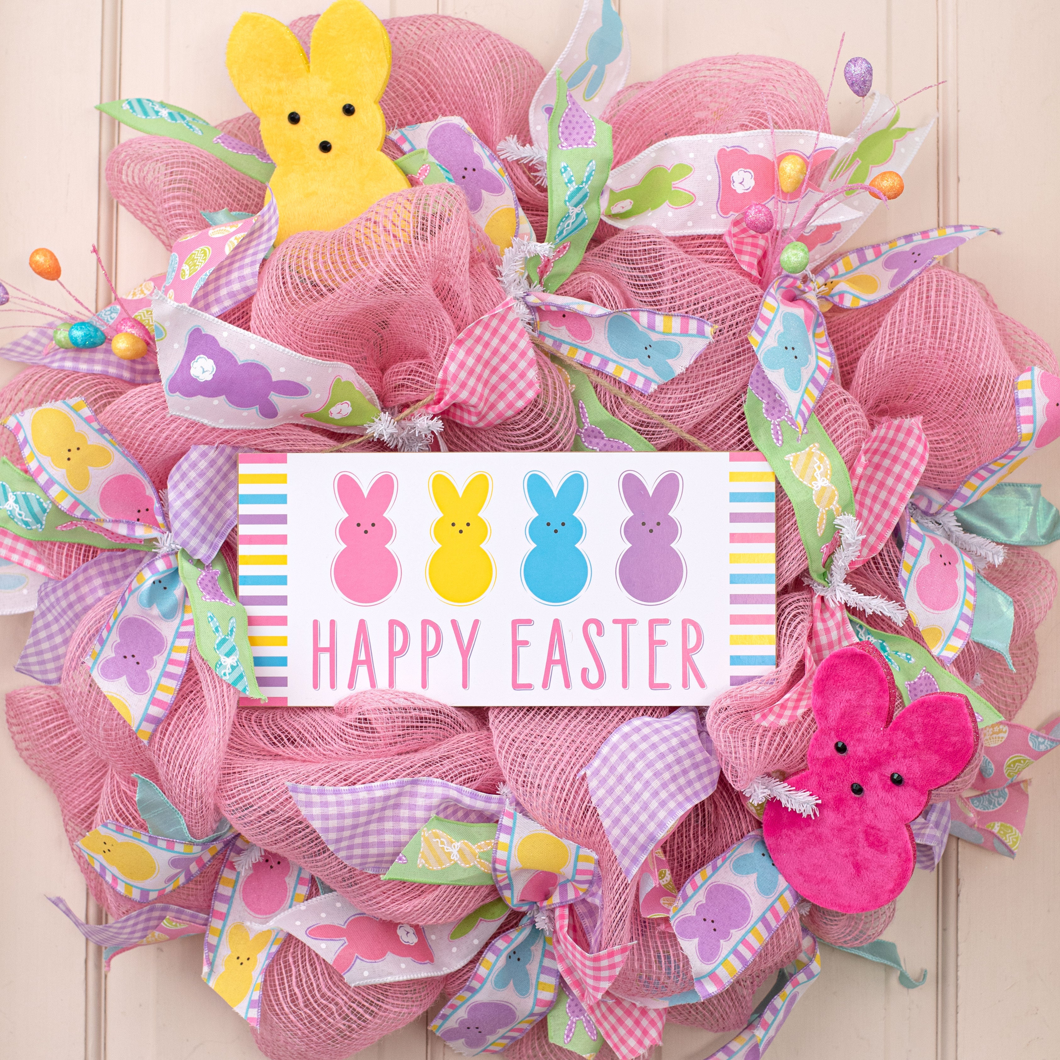 12" Wooden Sign: Happy Easter Sugar Bunny Lifestyle Photo