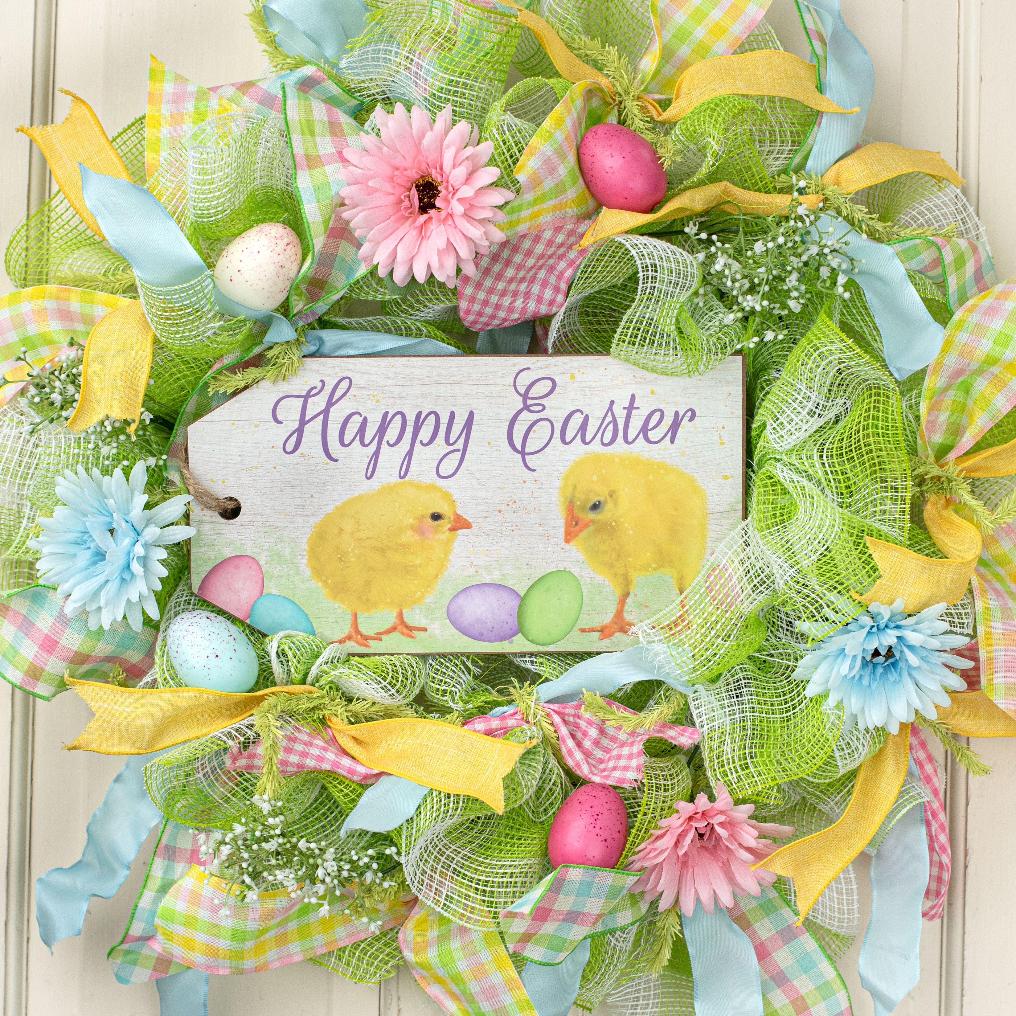 12" Wooden Sign: Happy Easter Tag Lifestyle Photo