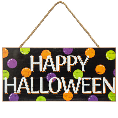 12" Wooden Sign: Happy Halloween Polka Dots Item Number: AP8151