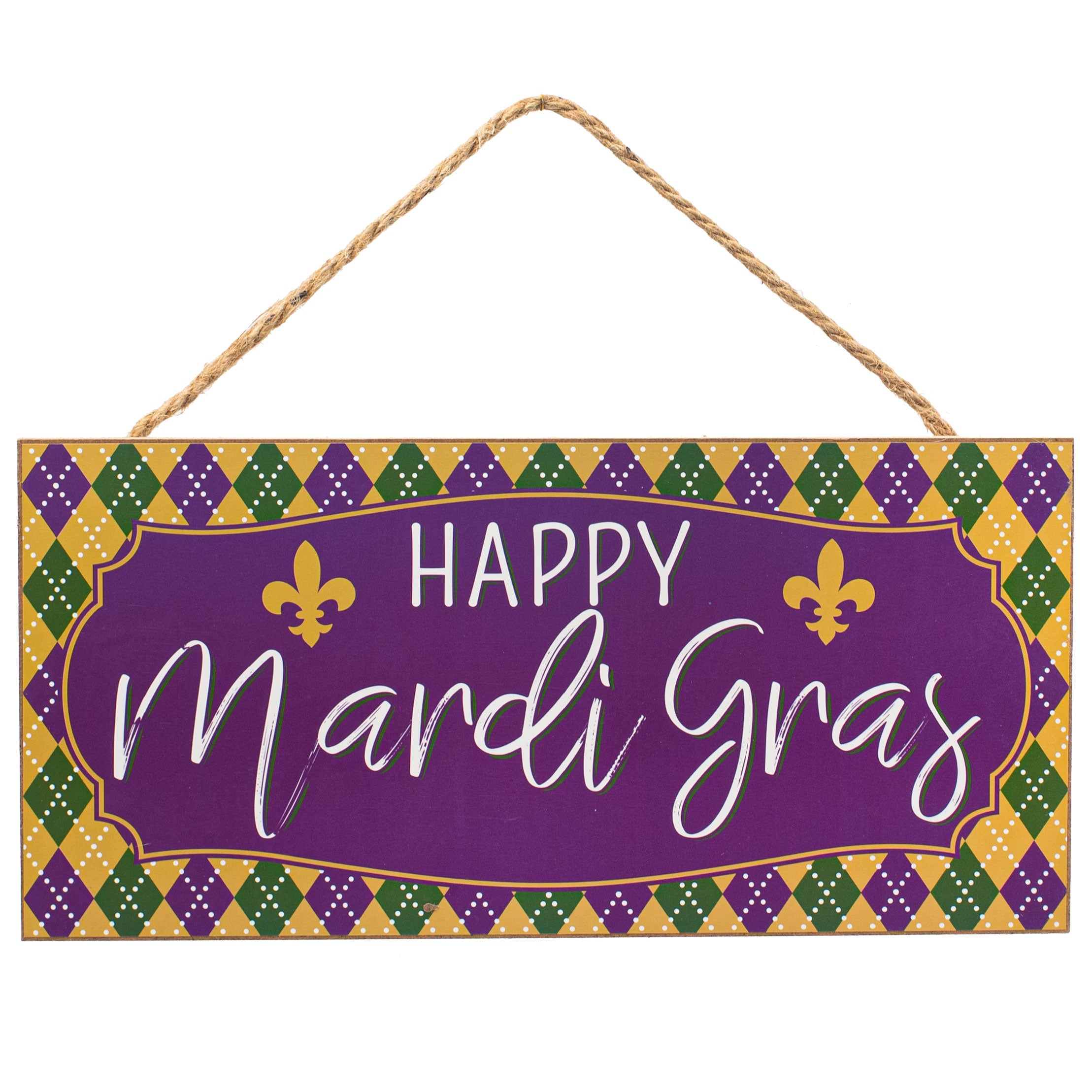 12" Wooden Sign: Happy Mardi Gras Item Number: AP8497