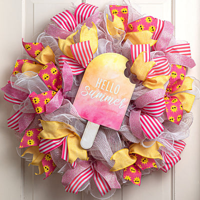 13" Wooden Sign: Hello Summer Popsicle Lifestyle Photo