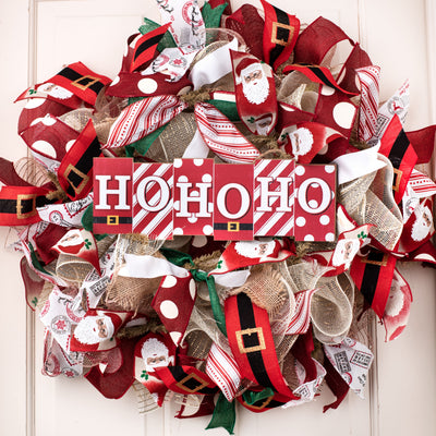 14" Wooden Sign: Ho Ho Ho Blocks Lifestyle Photo