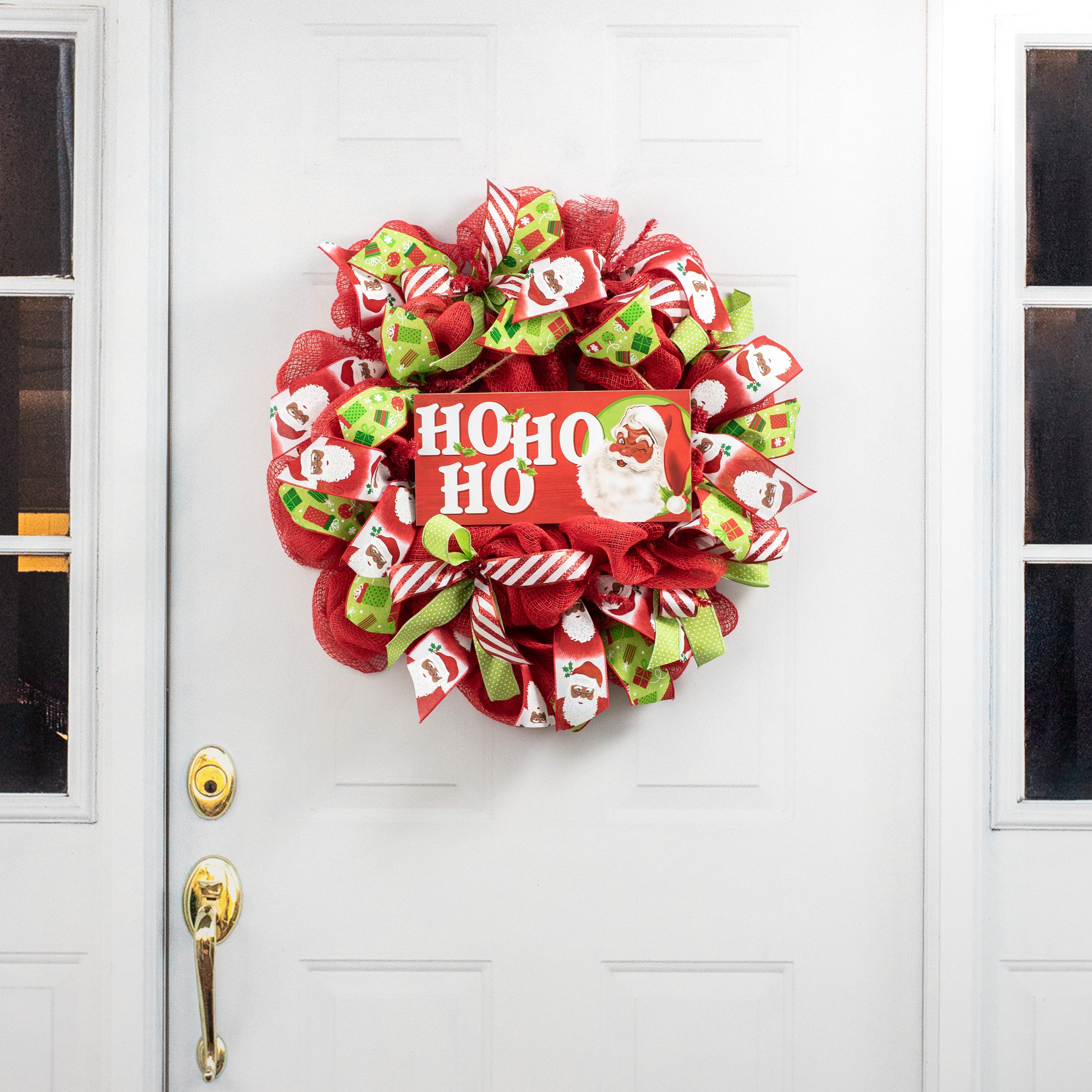 12" Wooden Sign: Ho Ho Ho Brown Santa detail photo 4