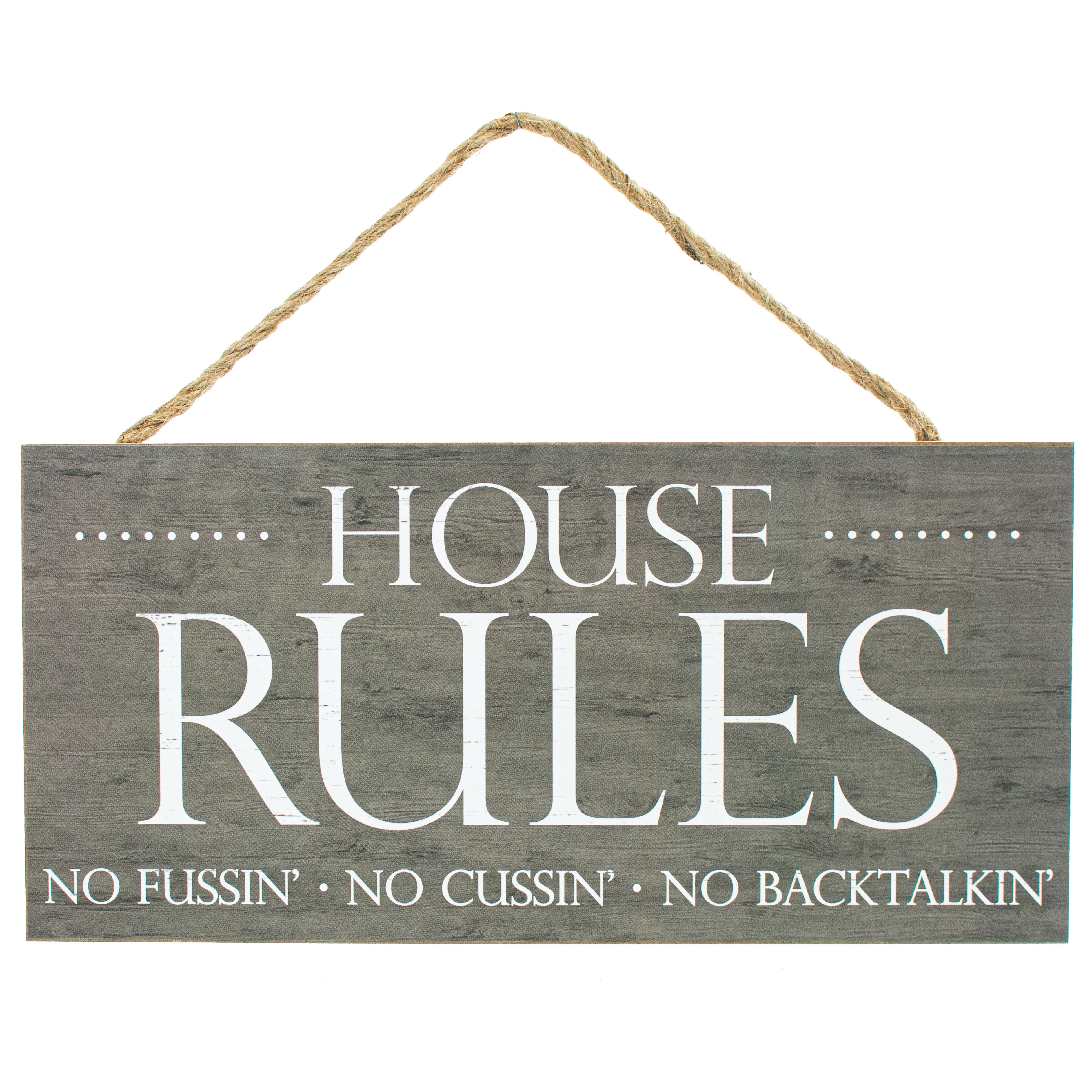 12" Wooden Sign: House Rules Item Number: AP8444