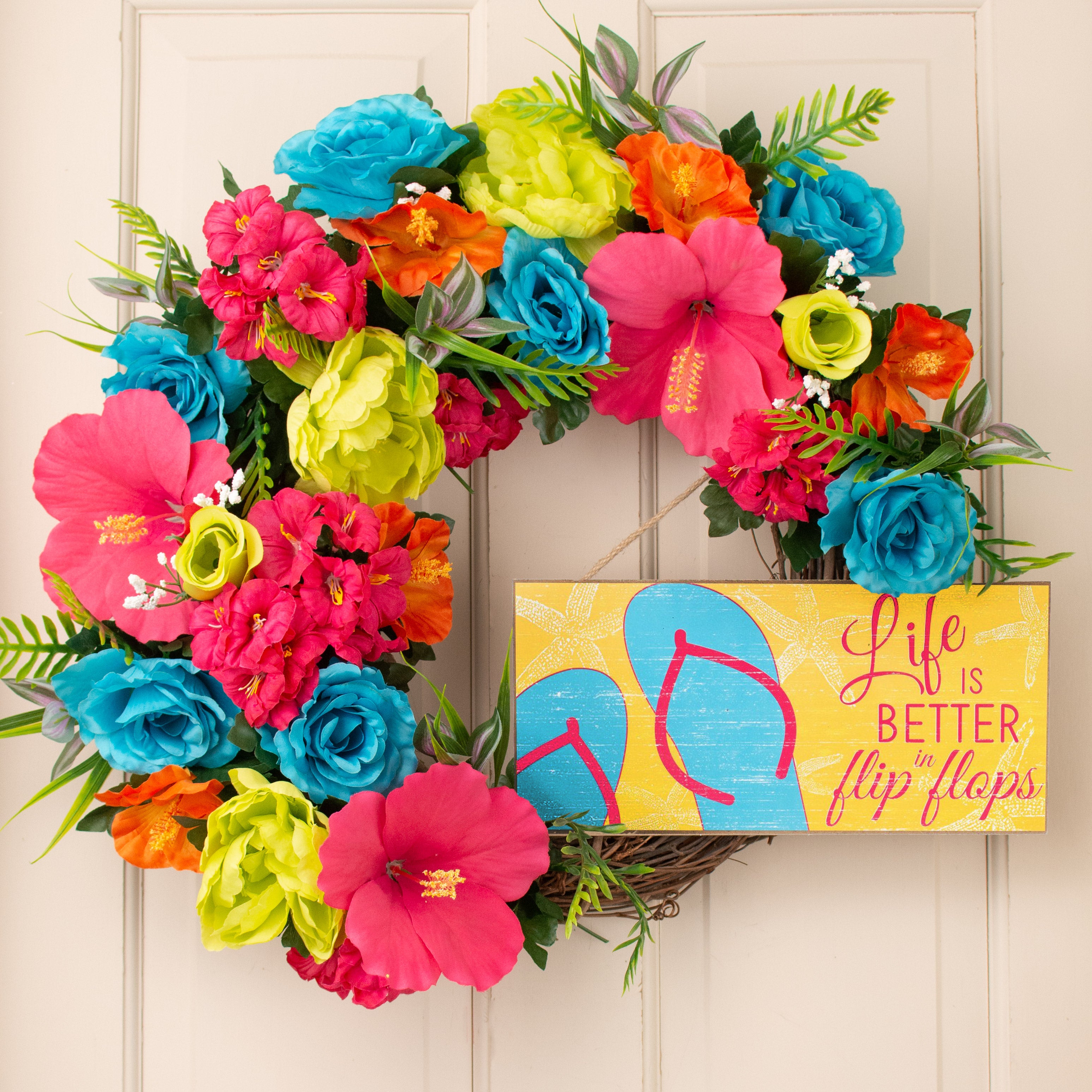 12" Wooden Sign: Life In Flip Flops Lifestyle Photo