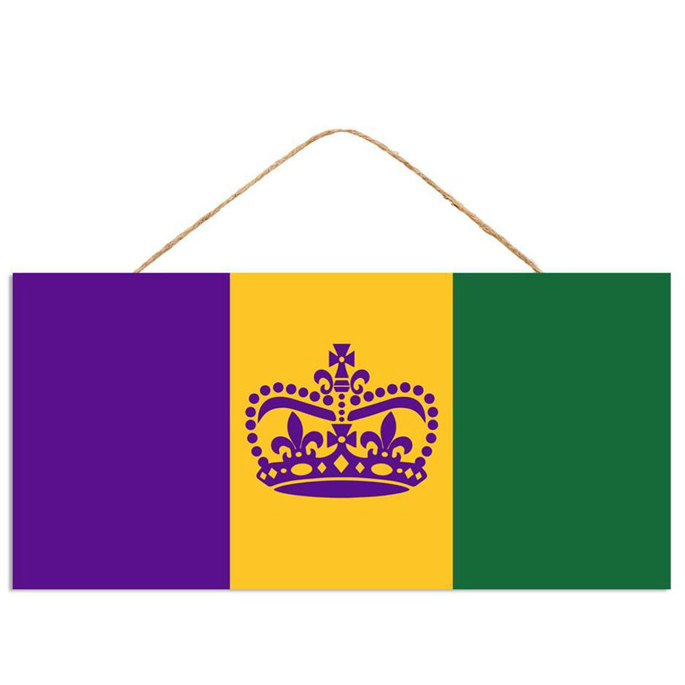 12" Wooden Sign: Mardi Gras Flag Item Number: AP7275