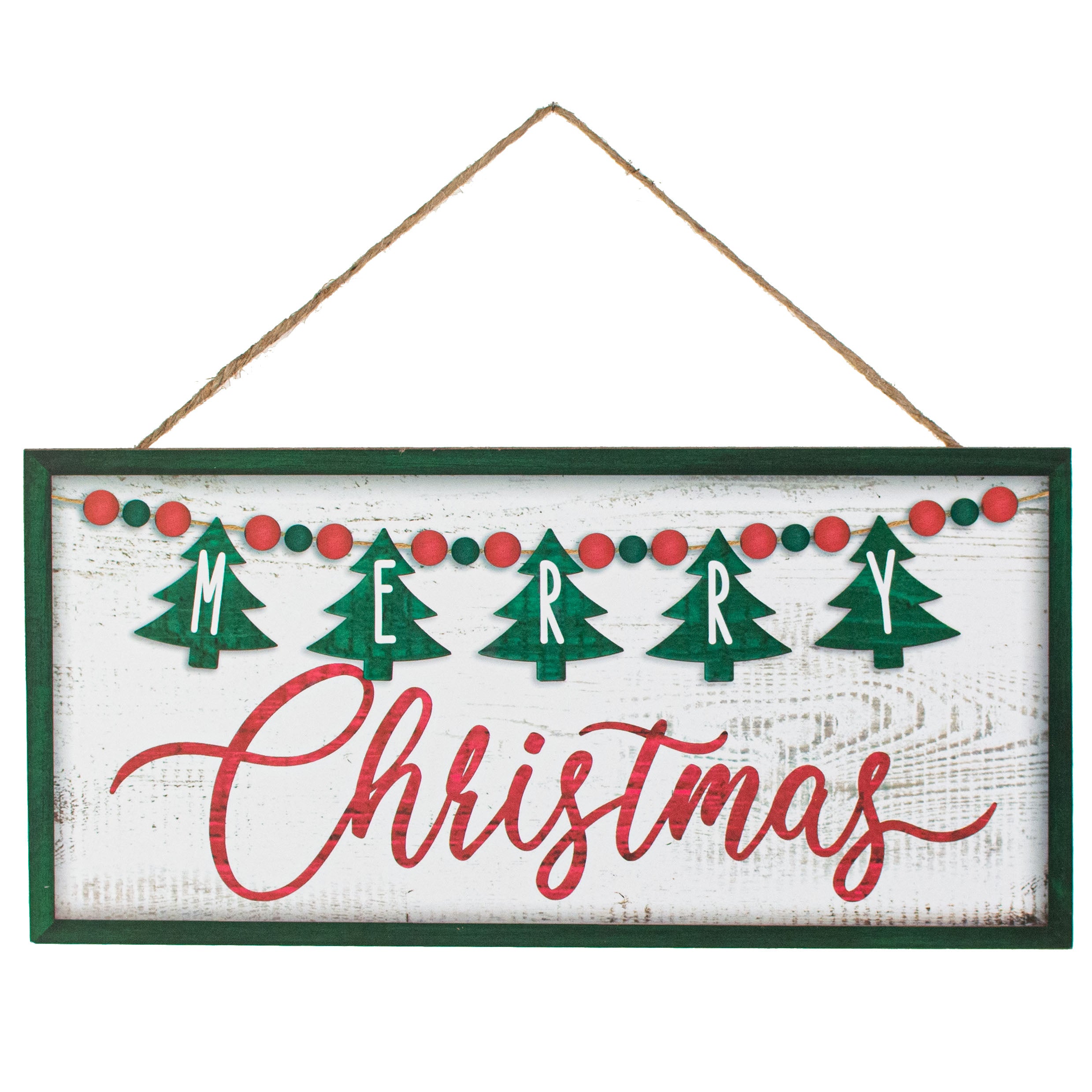12" Wooden Sign: Merry Christmas Bead Garland Item Number: AP7223