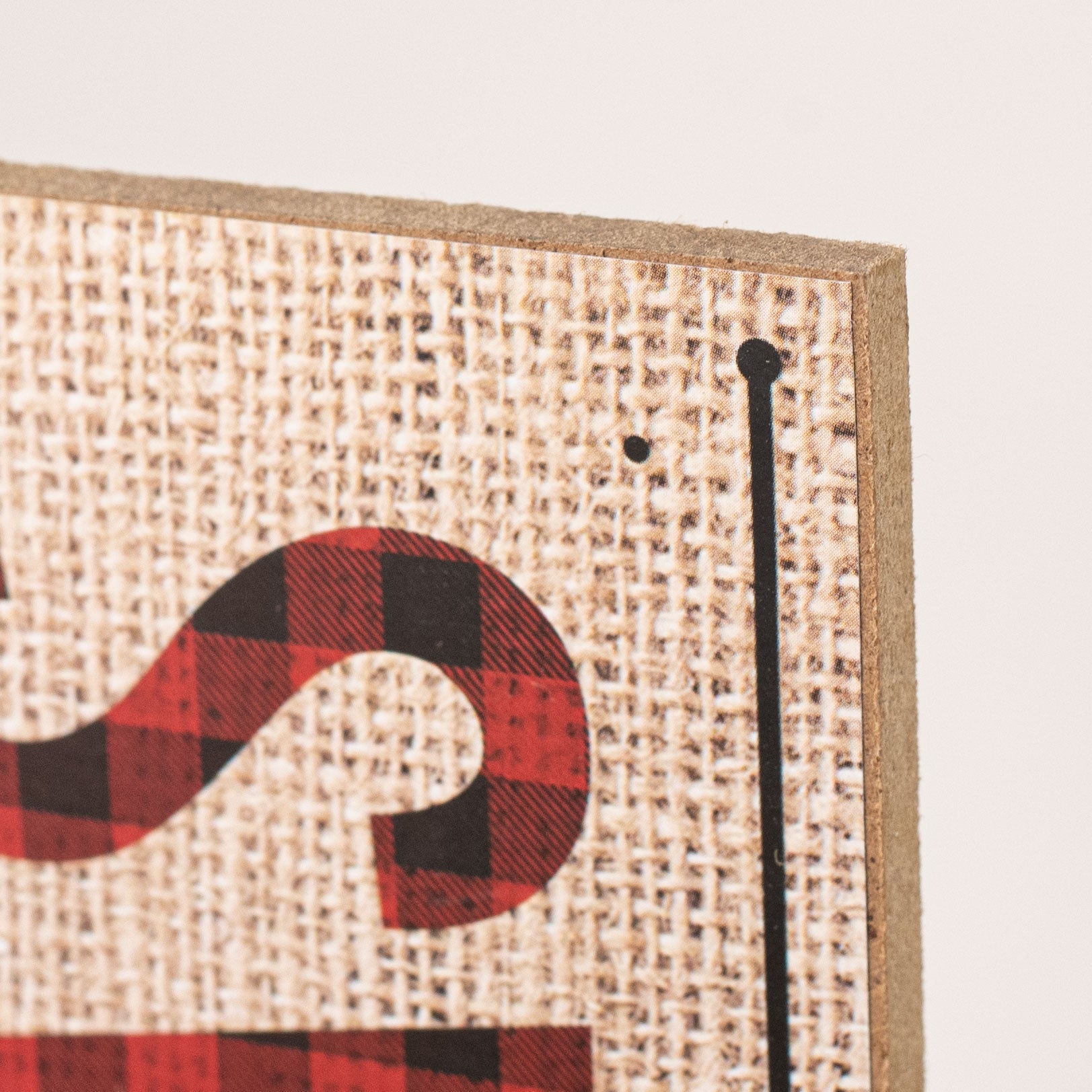 12" Wooden Sign: Merry Christmas Buffalo Plaid detail photo 3