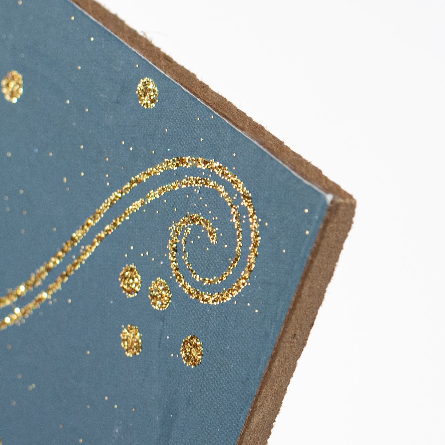 15" Wooden Sign: Merry Christmas Glitter Swirls - Teal & Gold detail photo 3