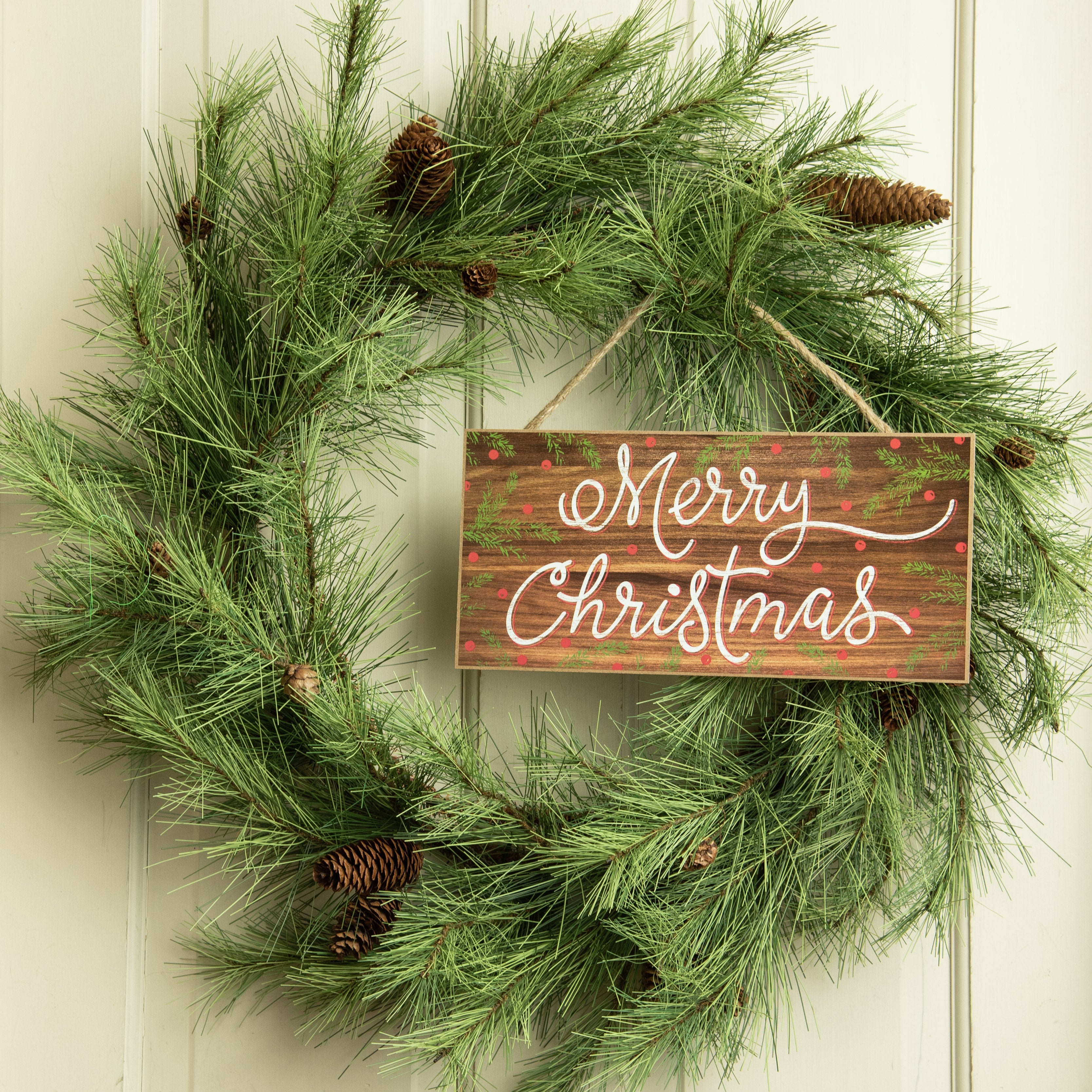 12" Wooden Sign: Merry Christmas Script Lifestyle Photo