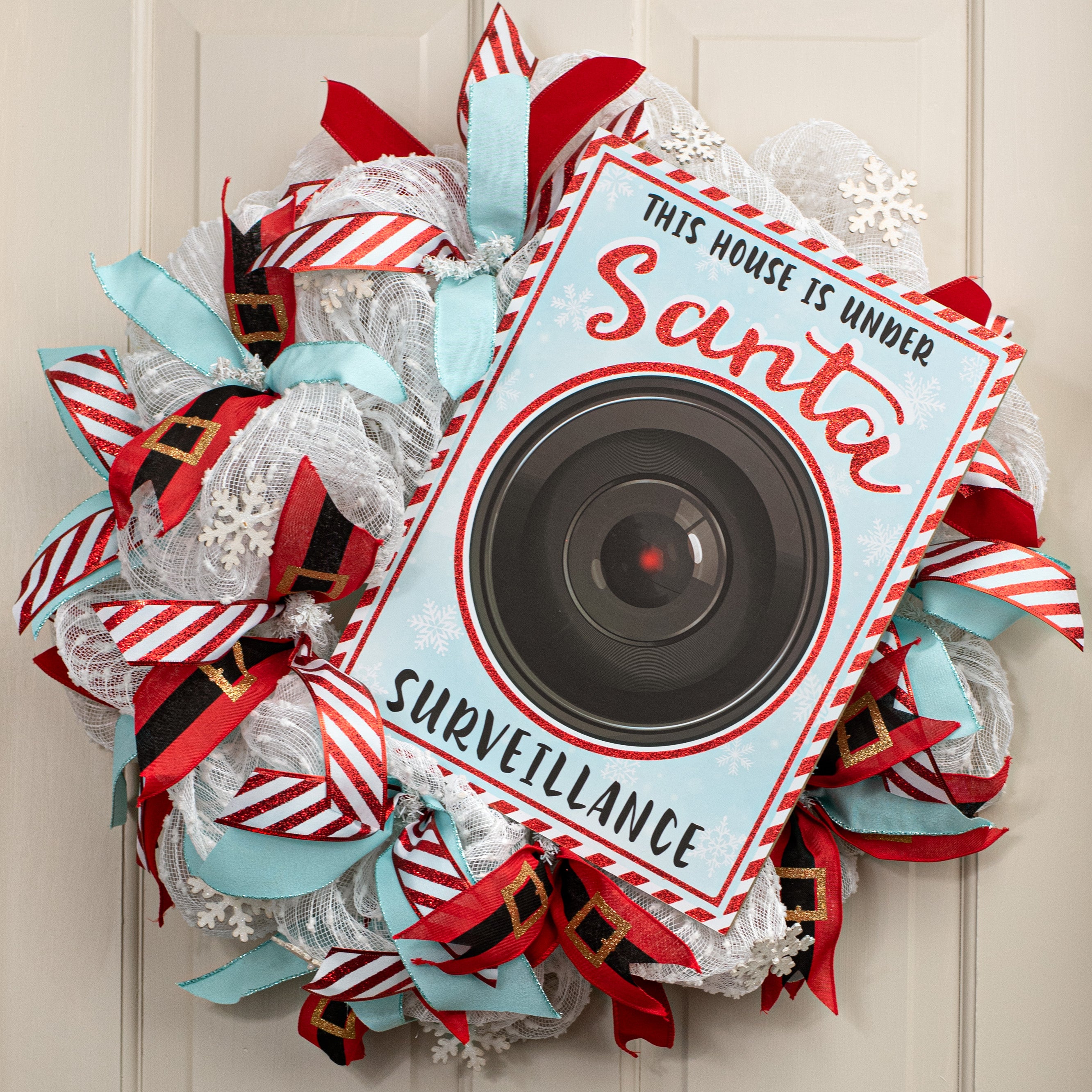 16" Wooden Sign: Santa Surveillance detail photo 5