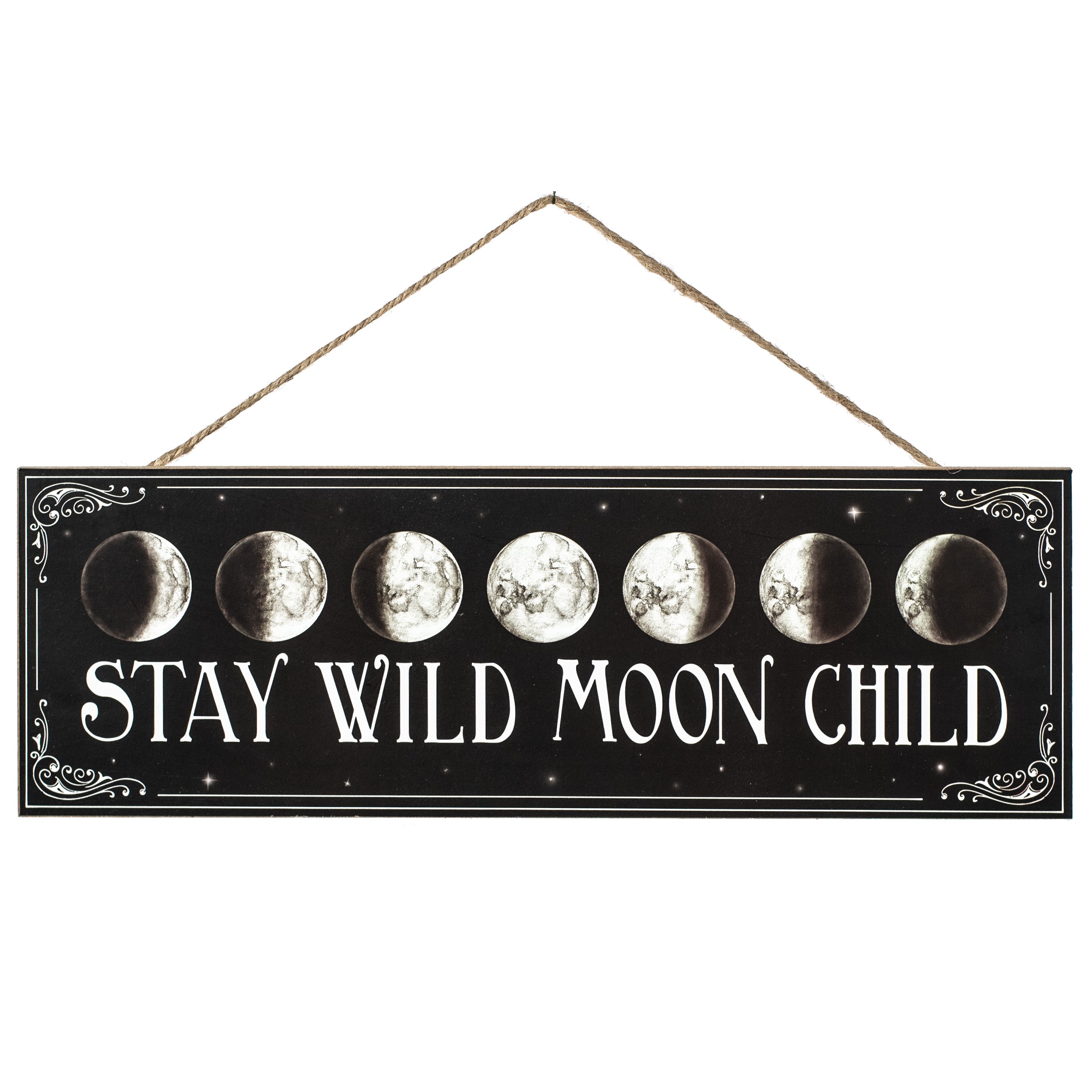 Eeypy Stay Wild Moon Child Wall Art - Targa in metallo con loto e luna, 20 x 30 cm