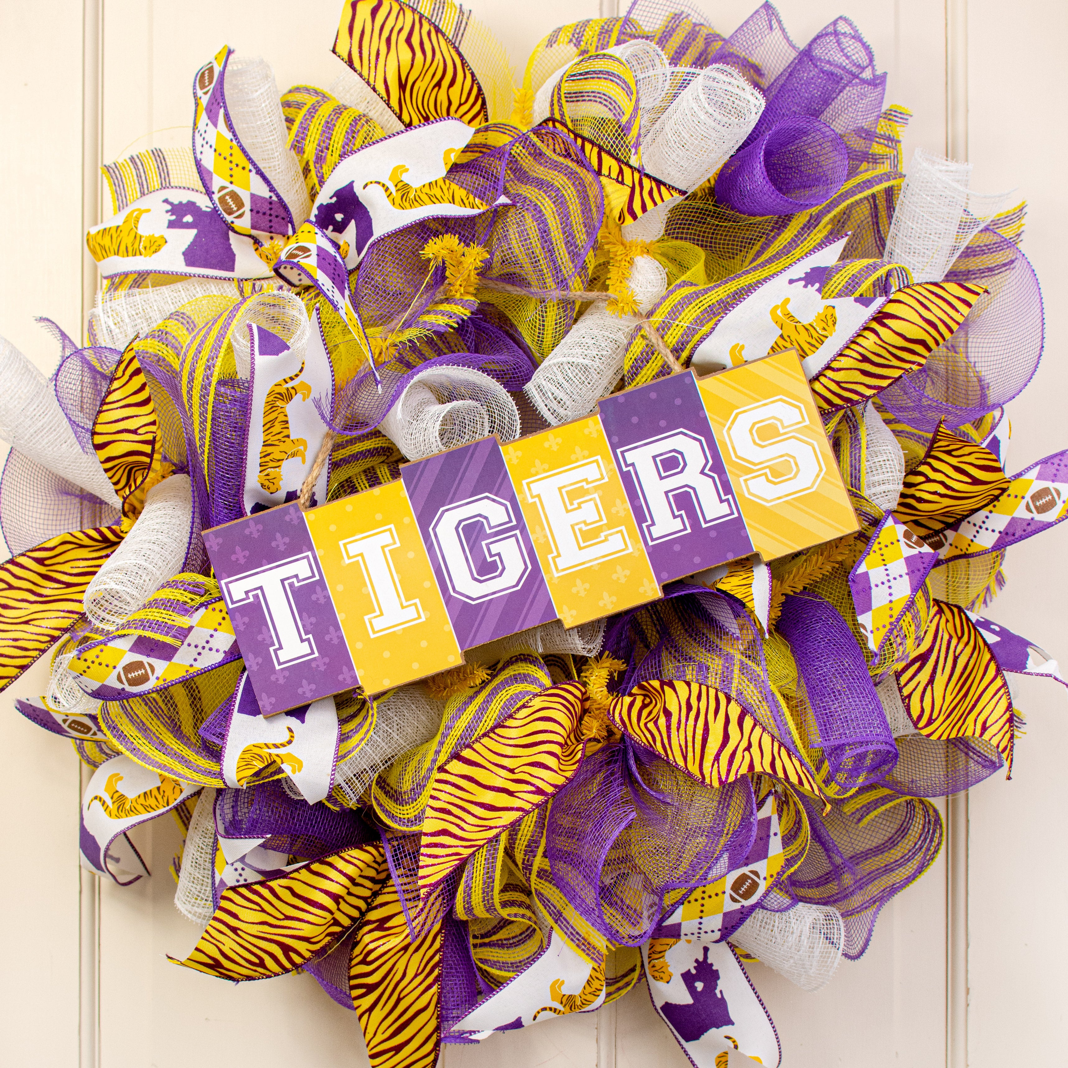 14" Wooden Sign: Tigers Blocks Lifestyle Photo