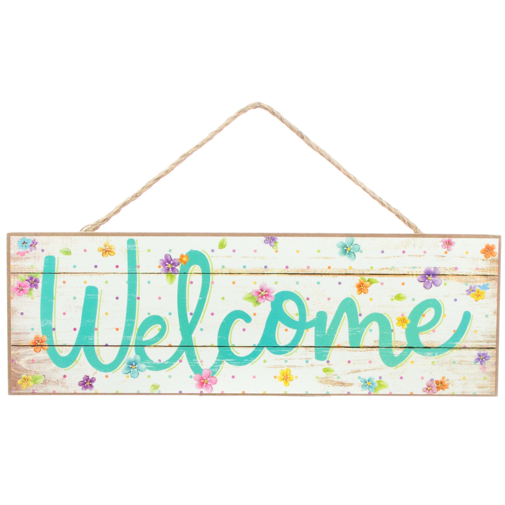15" Wooden Sign: Welcome Flower Dots Item Number: AP802733